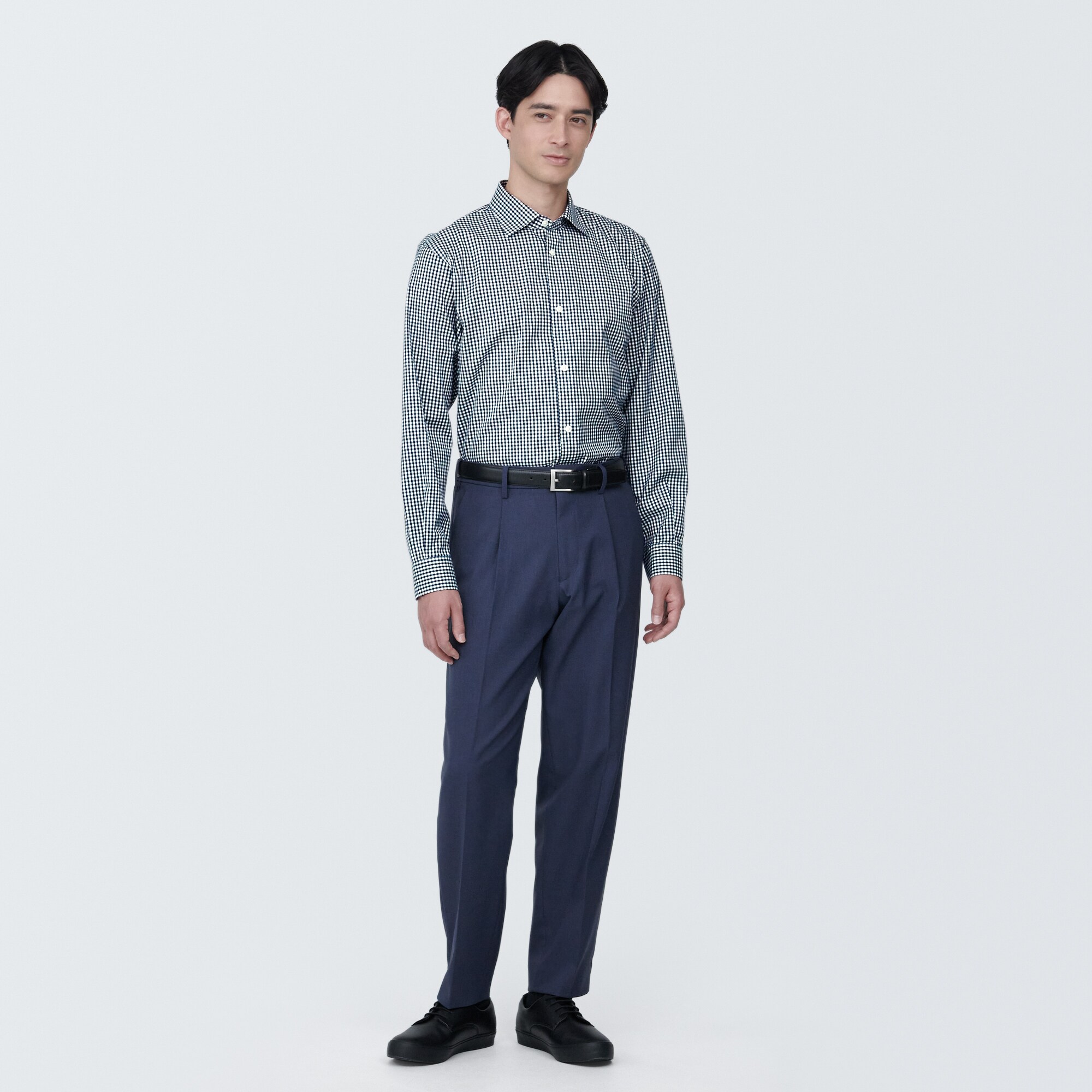 紳士　ノンアイロンセミワイドカラー長袖シャツ