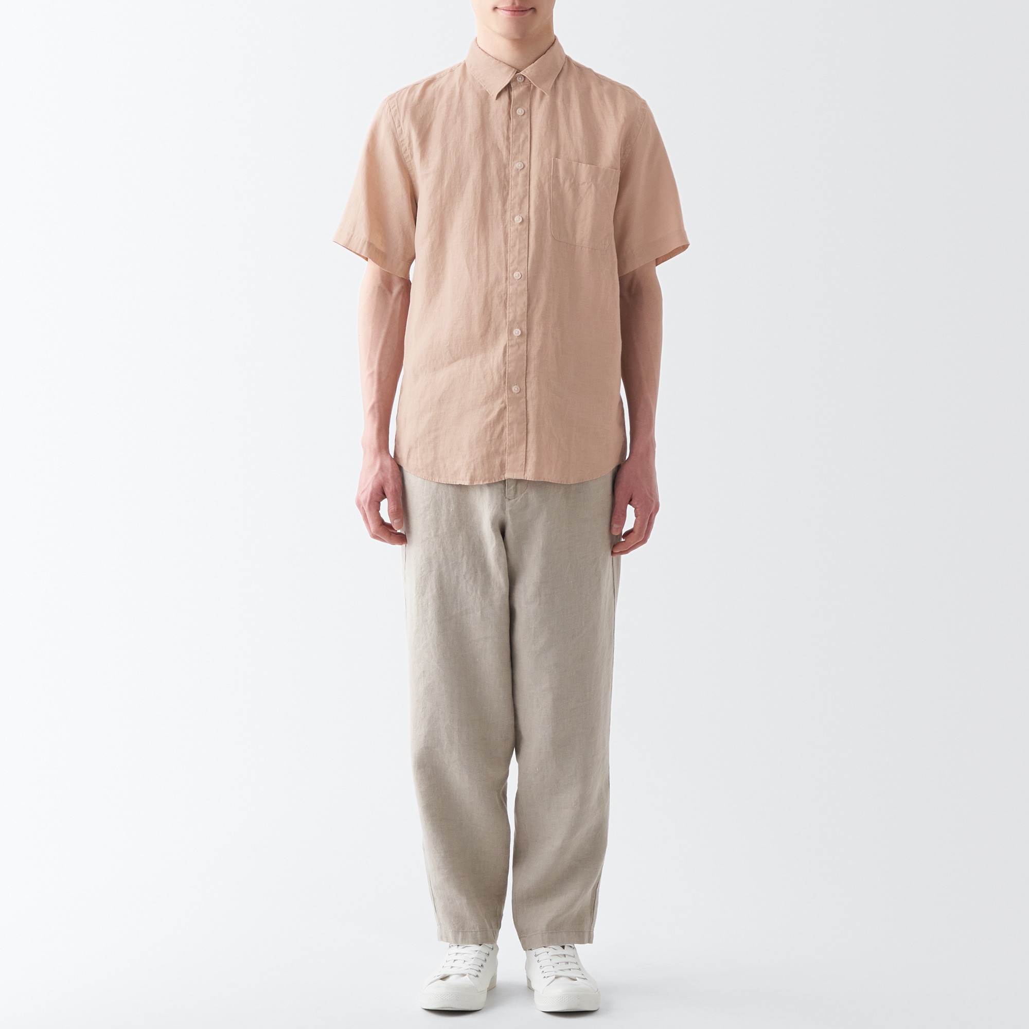 ヘンプ洗いざらし半袖シャツ