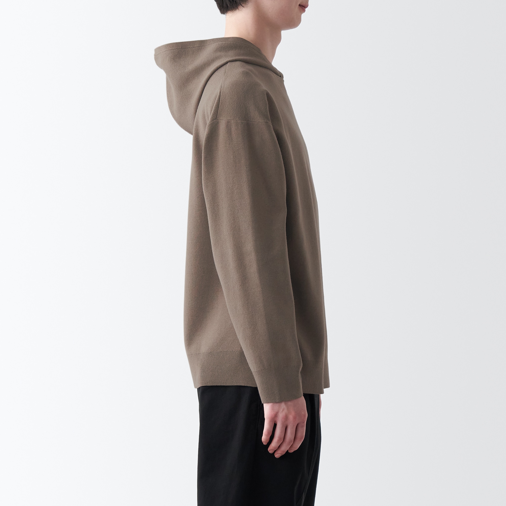 洗えるミラノリブ編みワイドプルパーカ（紳士）