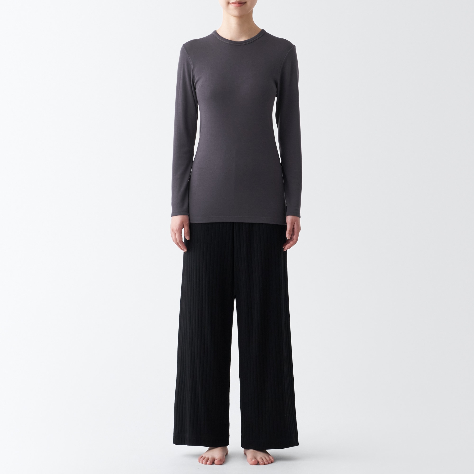 ウールクルーネック長袖Ｔシャツ