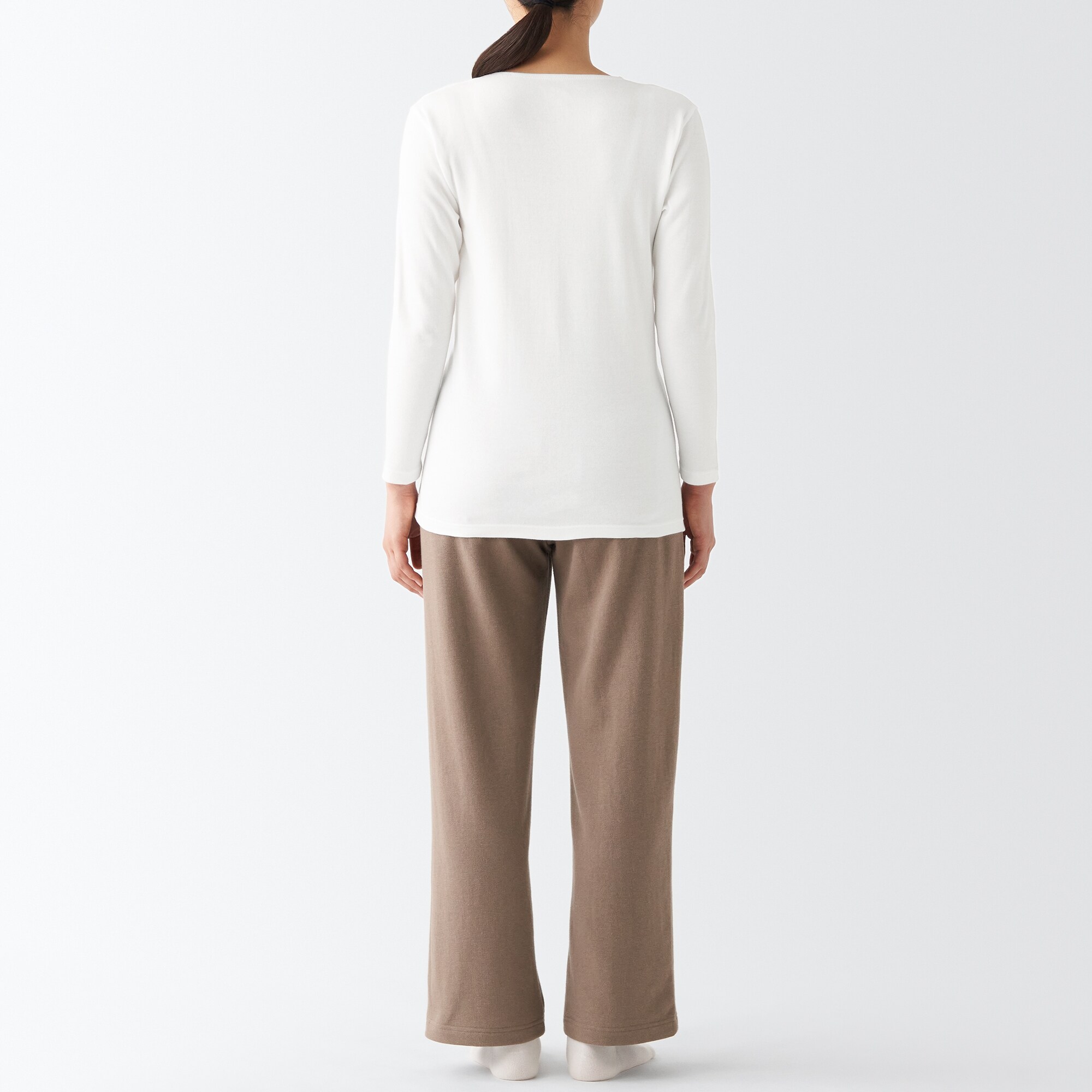 あったか綿　厚手　Ｕネック八分袖Ｔシャツ