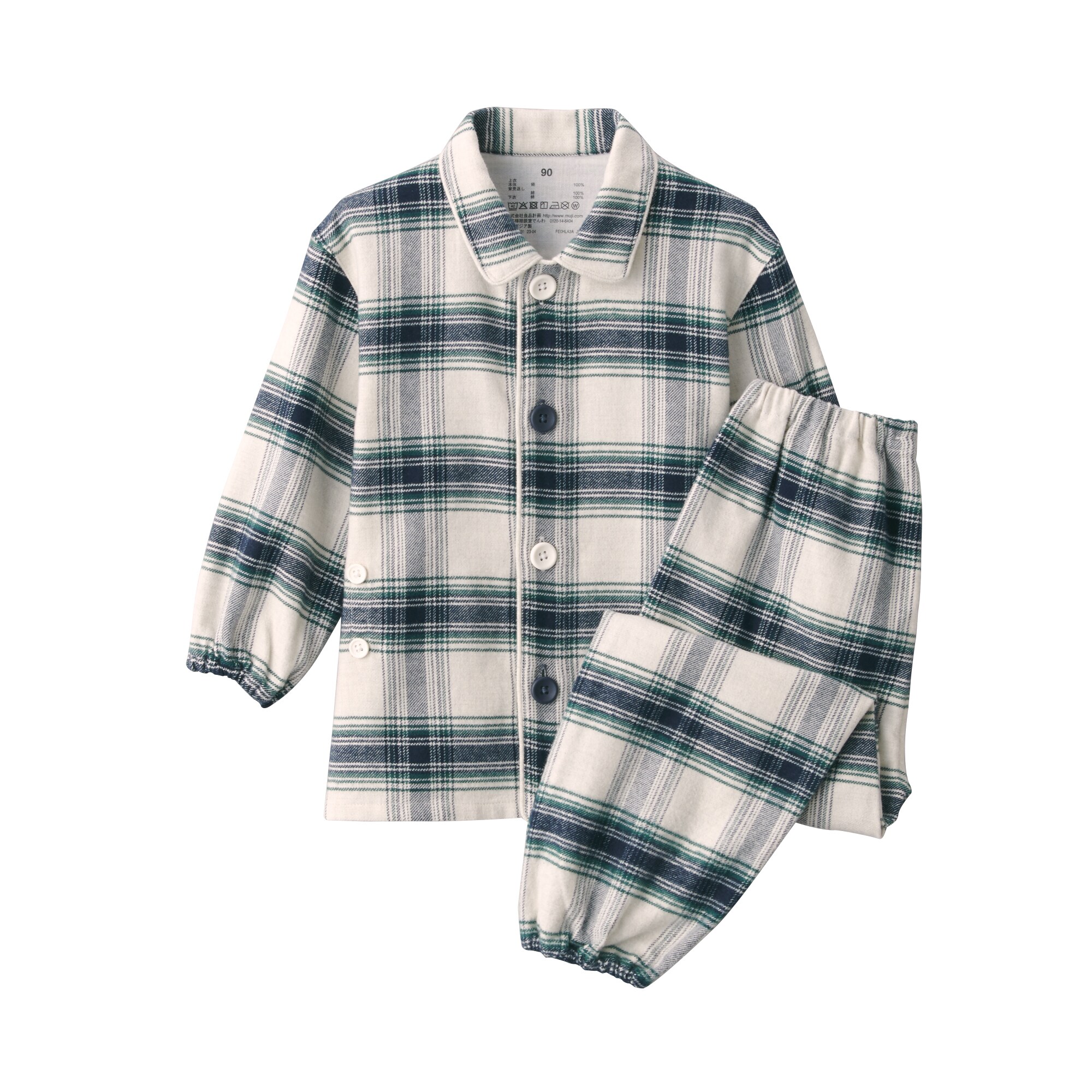 脇に縫い目のない　フランネル　お着替えパジャマ（ベビー）