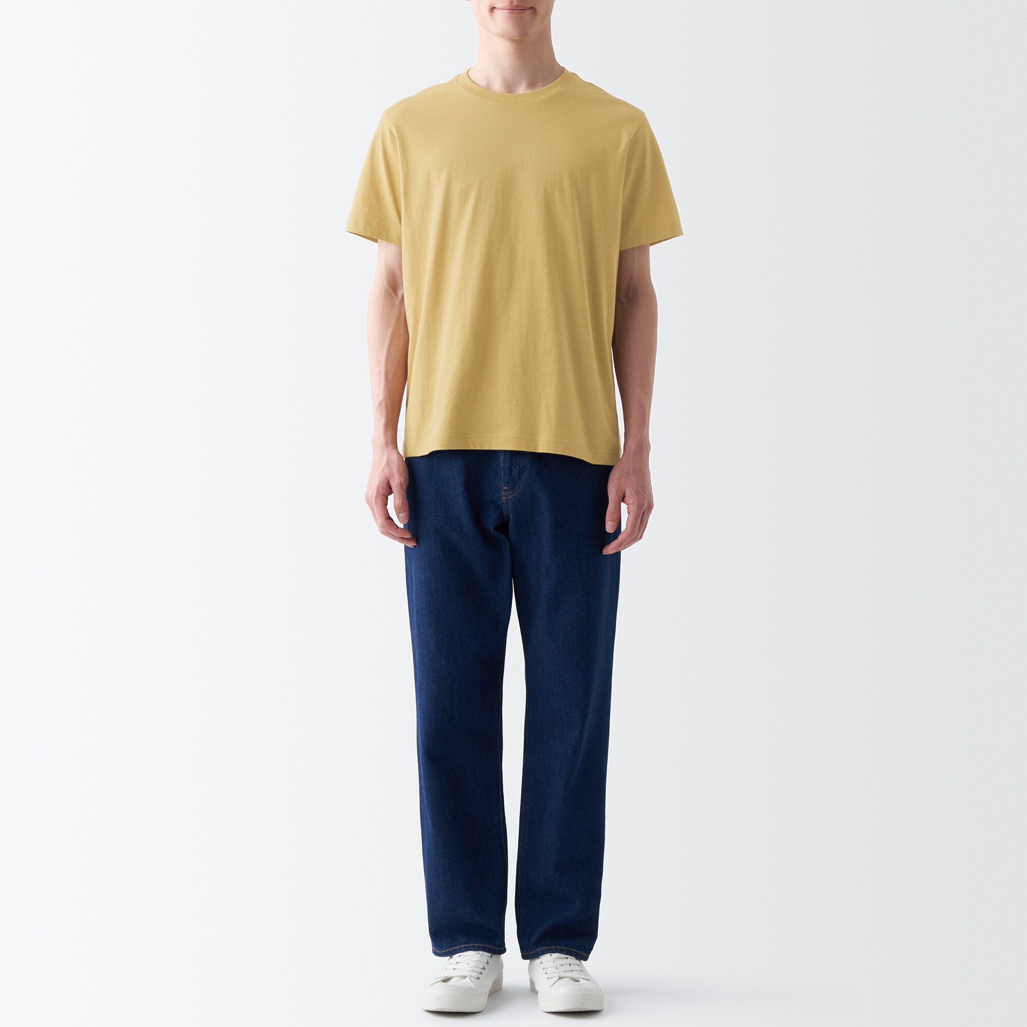 洗いざらし天竺編みクルーネック半袖Ｔシャツ