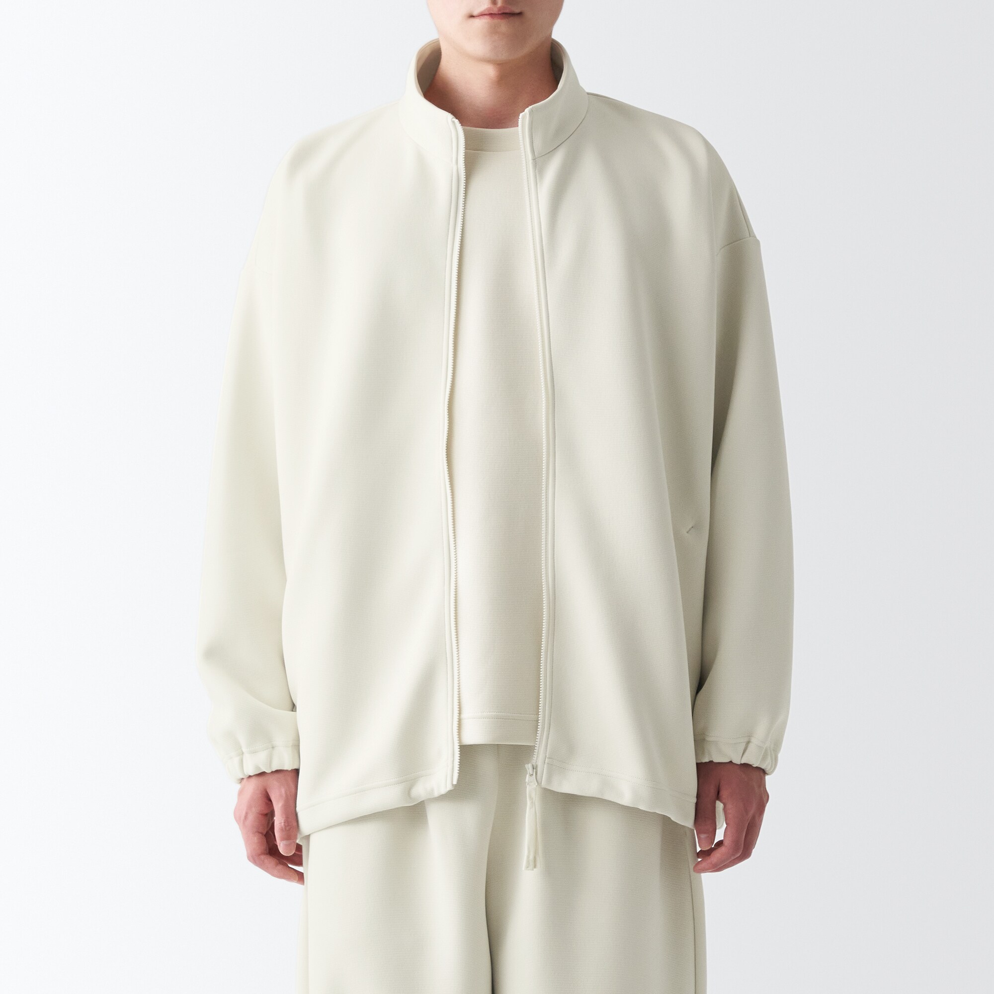 二重編みスウェットブルゾン