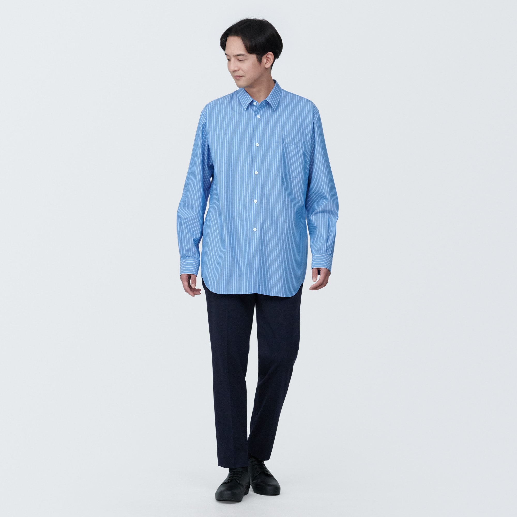 紳士　ノンアイロンリラックスフィット長袖シャツ