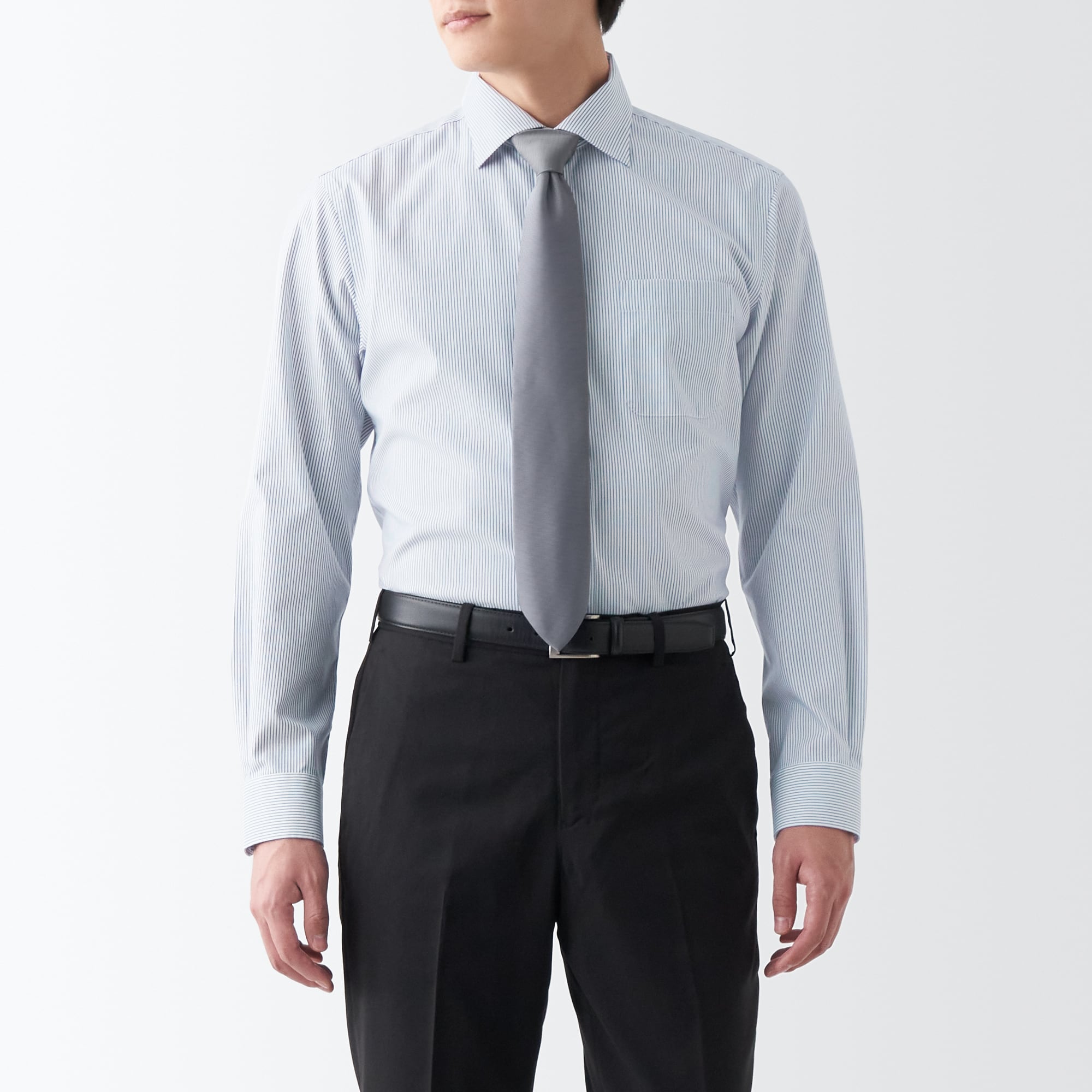 ノンアイロンビジネスセミワイドカラー長袖シャツ