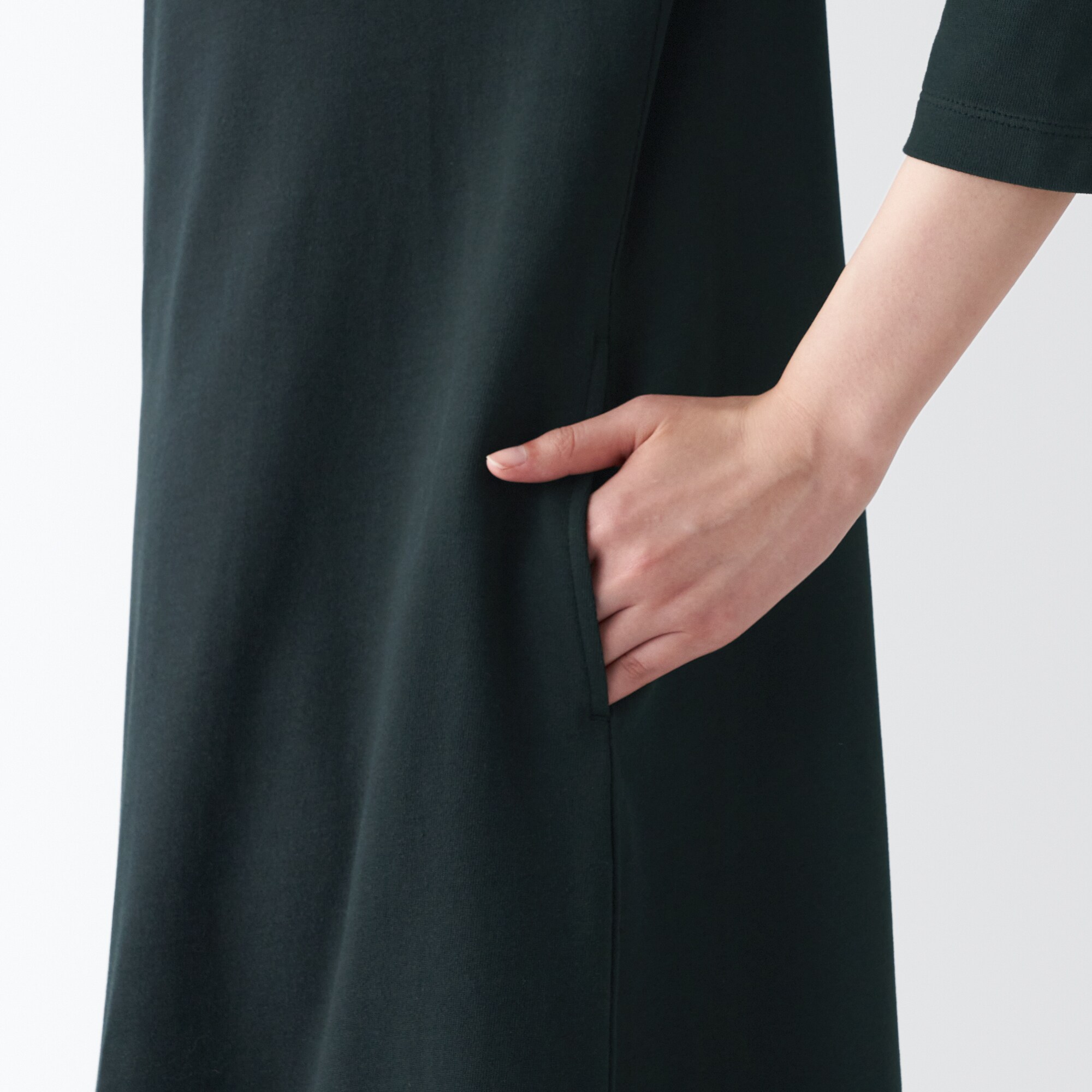 太番手七分袖ワンピース