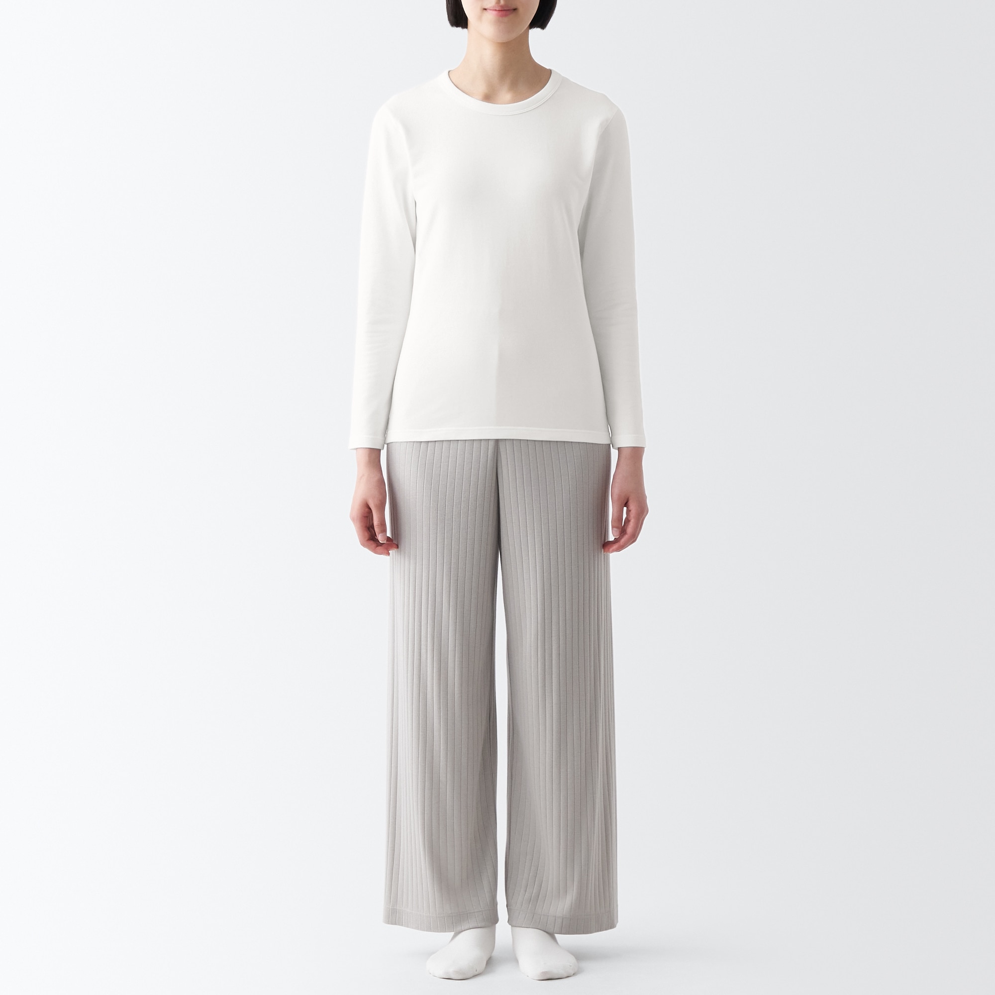 あったか綿　厚手　クルーネック長袖Ｔシャツ