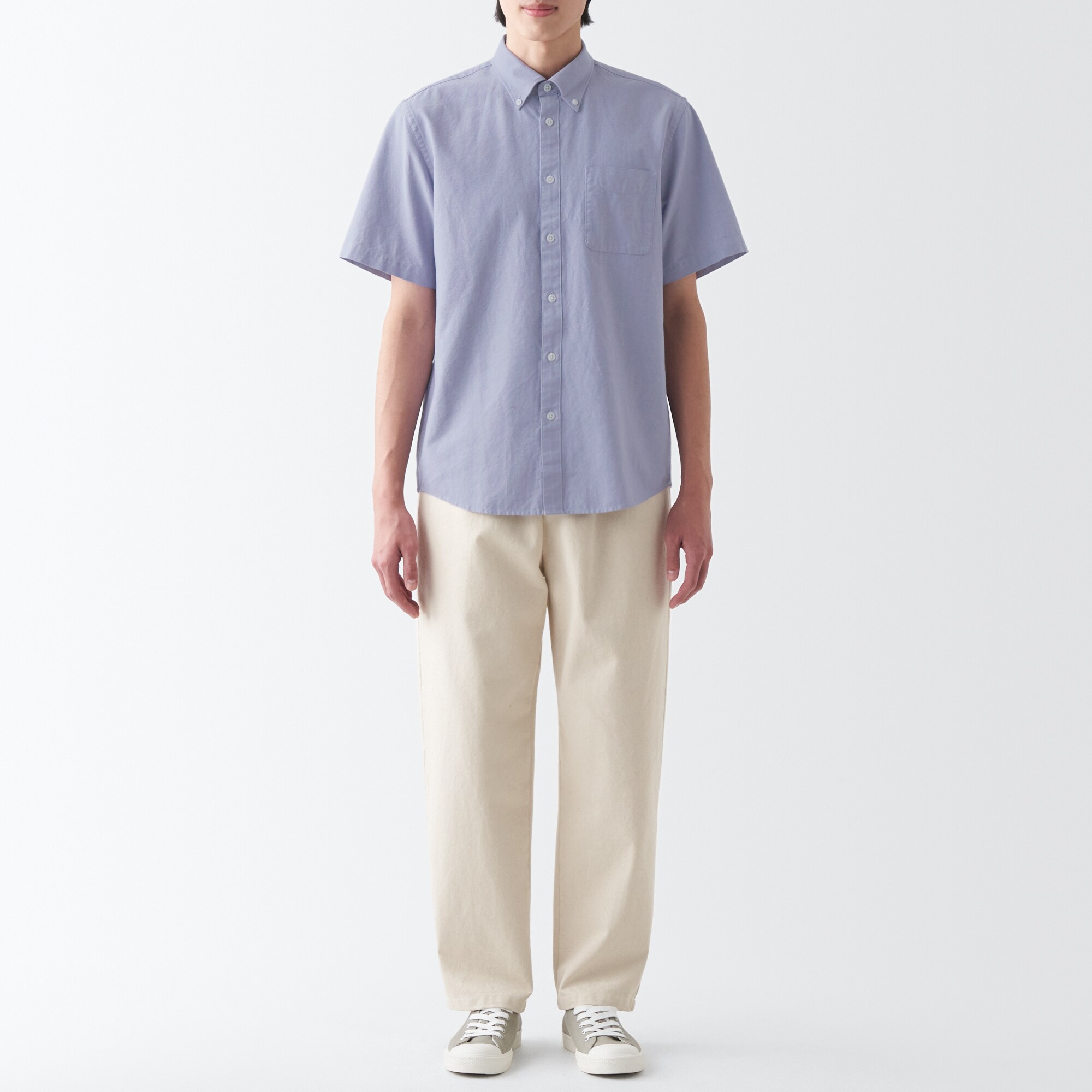 洗いざらしオックスボタンダウン半袖シャツ