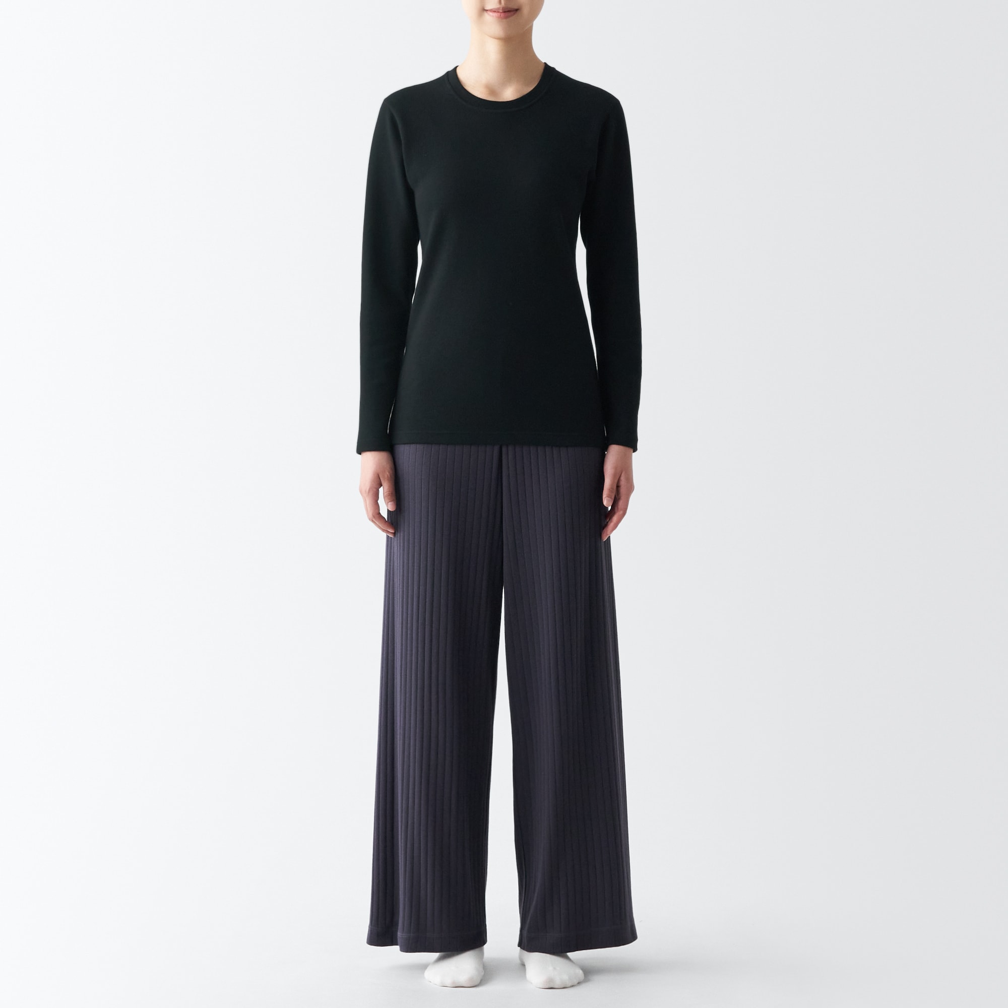 あったか綿　ウール　クルーネック長袖Ｔシャツ