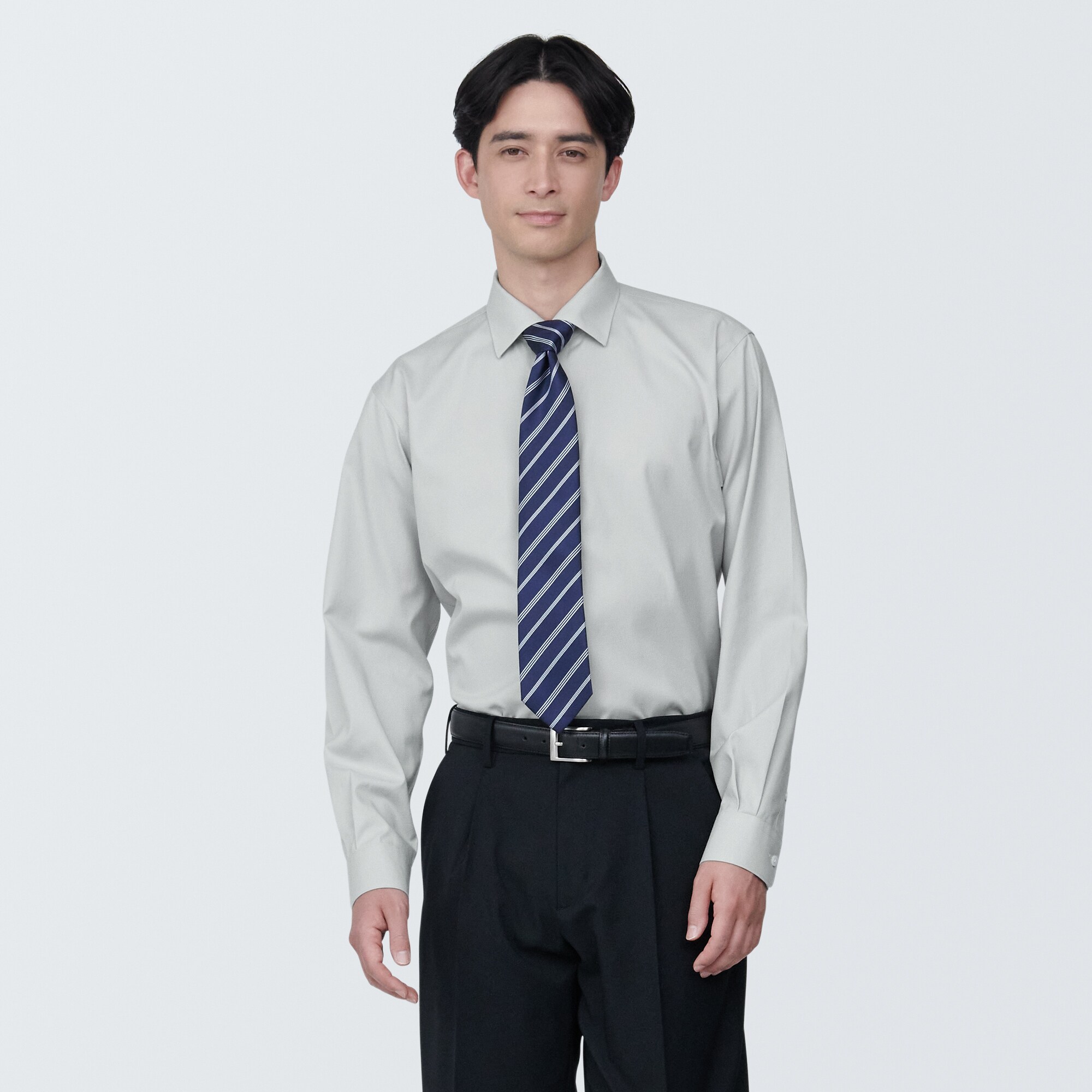 紳士　ノンアイロンセミワイドカラー長袖シャツ