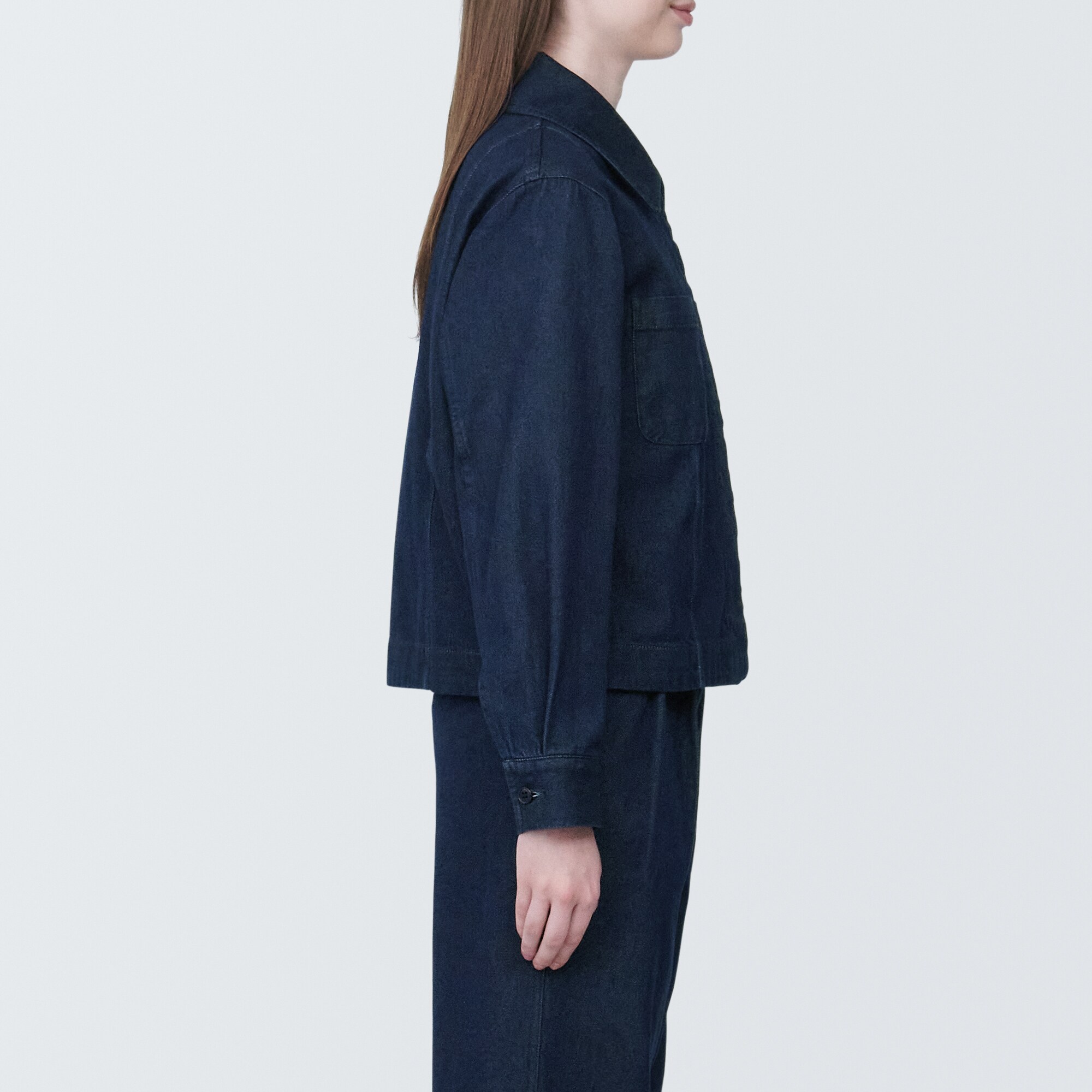 婦人　木の実から作ったカポック混デニムシャツジャケット