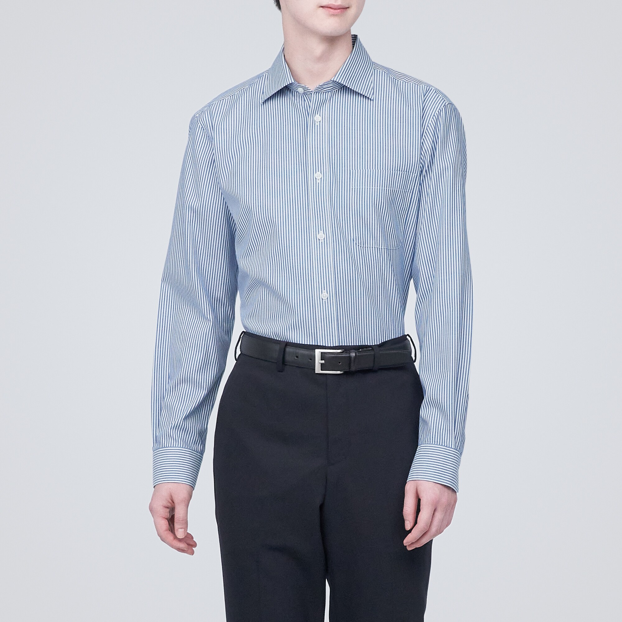 ノンアイロンビジネスセミワイドカラー長袖シャツ