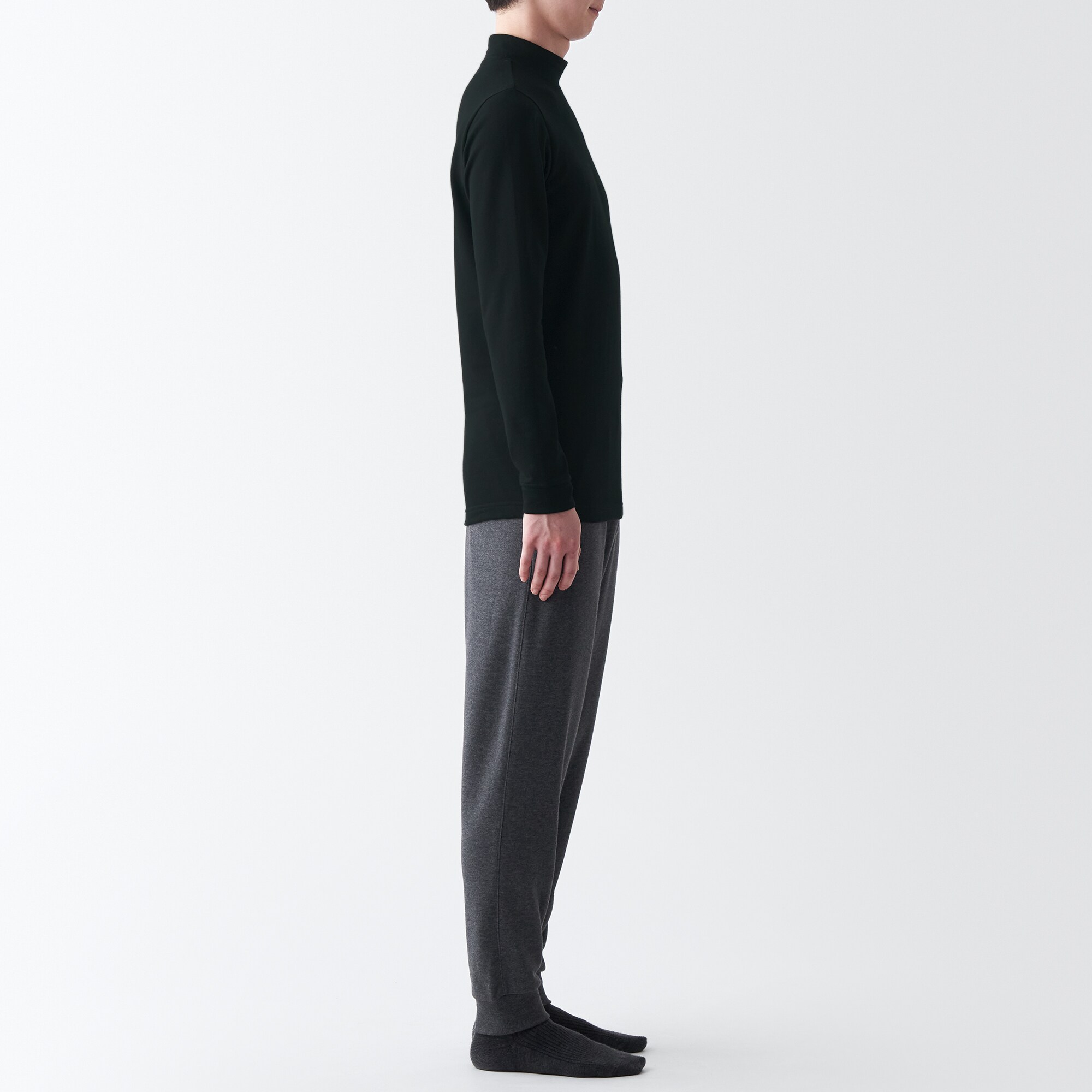 あったか綿　厚手　ハイネック長袖Ｔシャツ