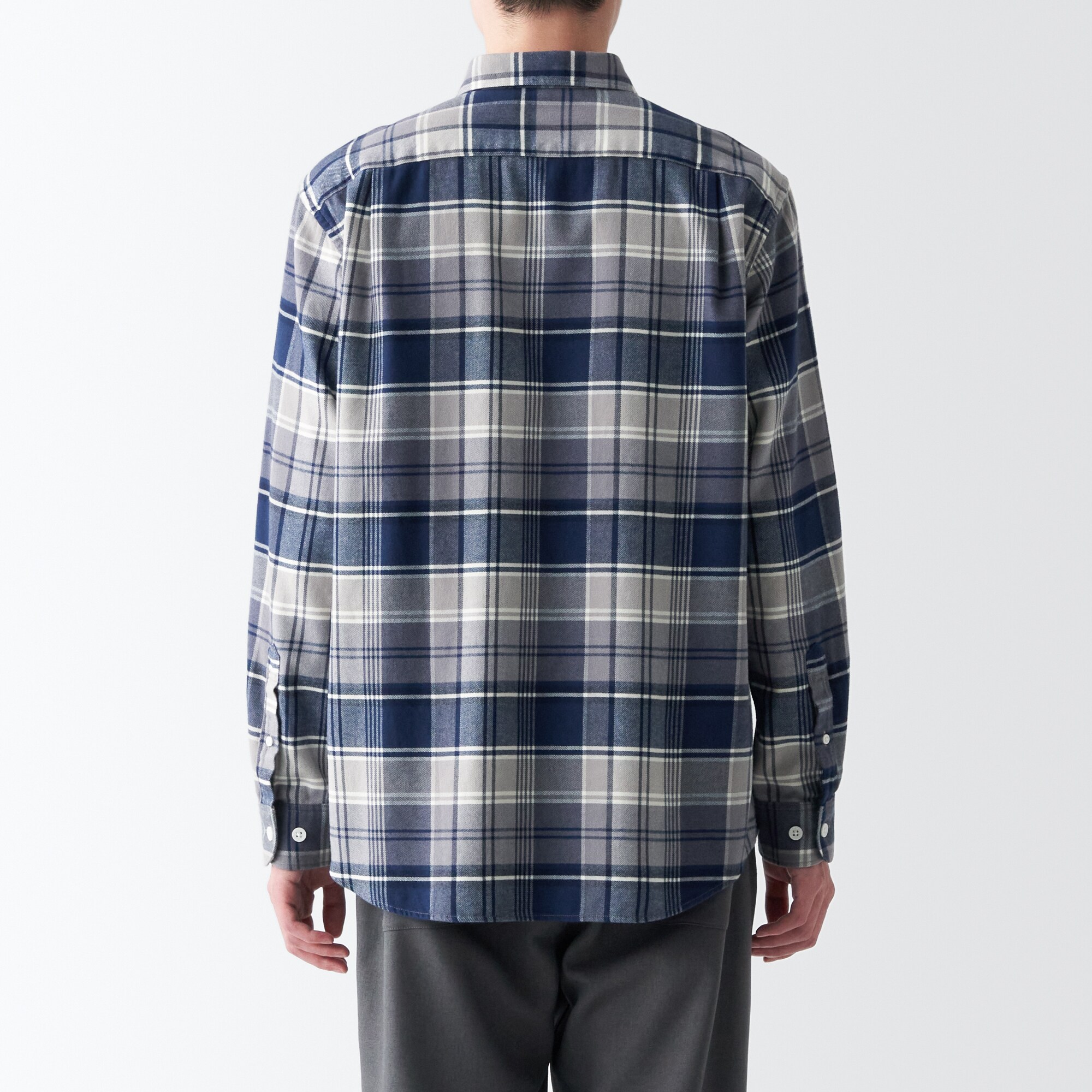 両面起毛フランネル長袖シャツ