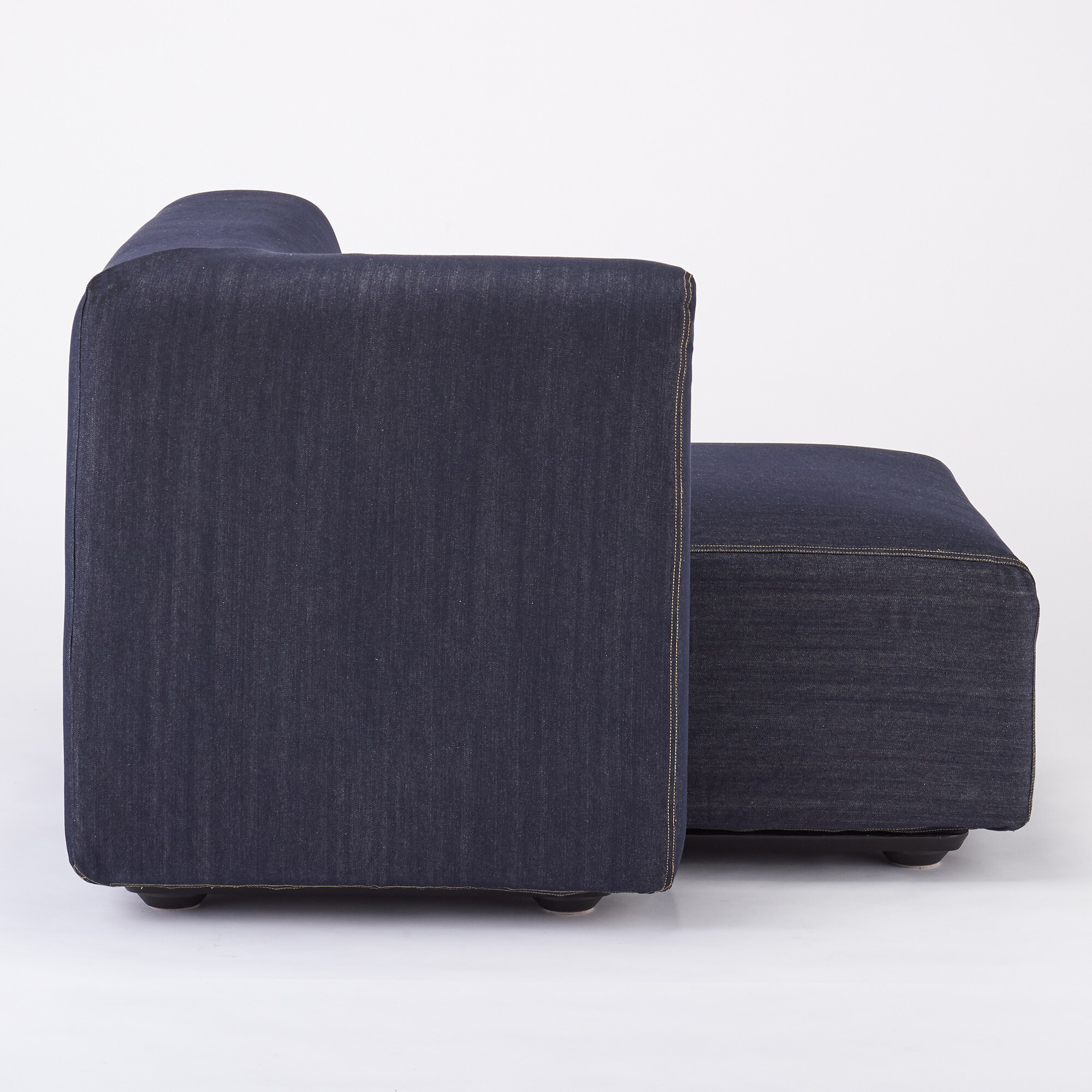 【カバー】綿デニムユニットソファ・ハーフアーム・大（右）用カバー／ネイビー