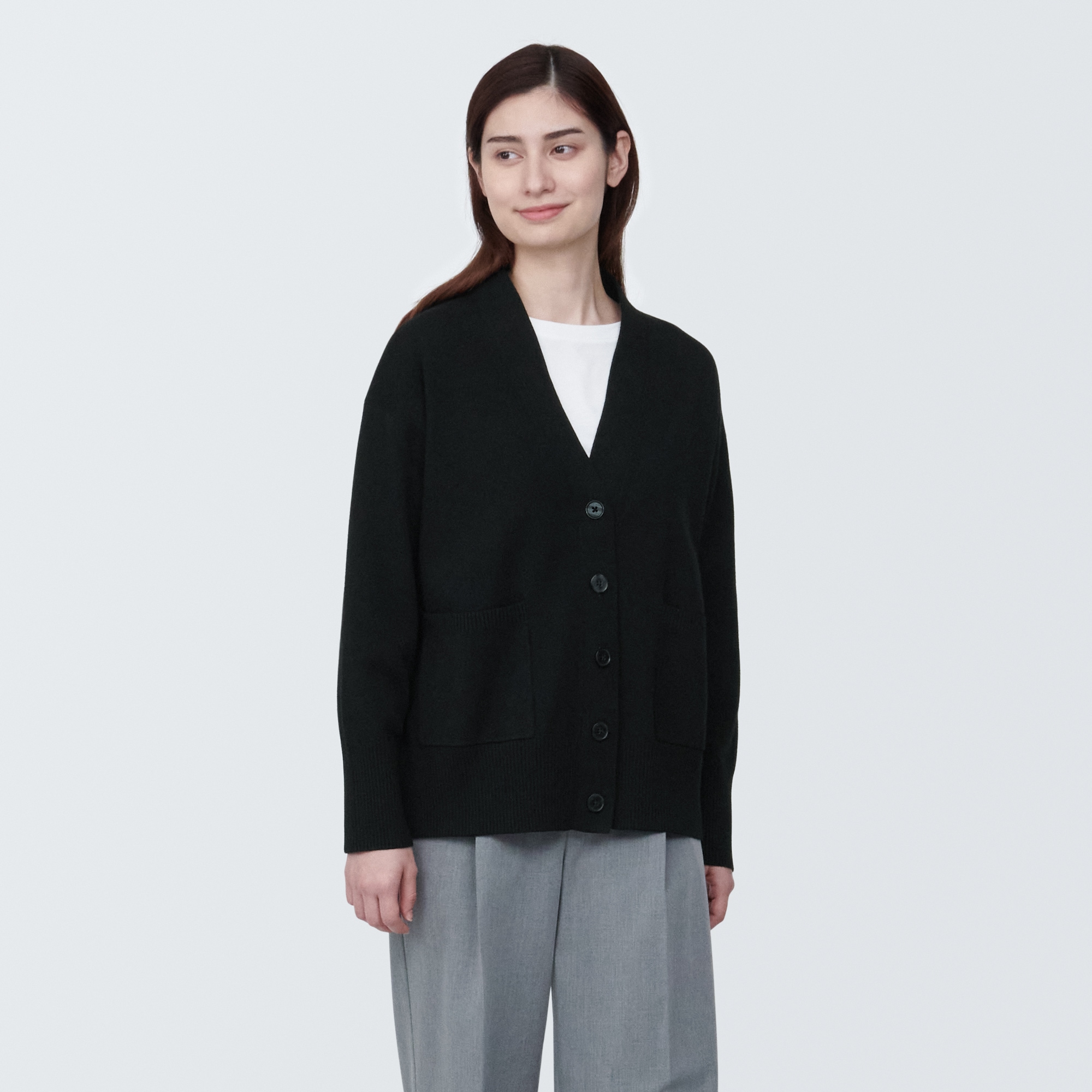 婦人　洗えるミラノリブ編みＶネックカーディガン