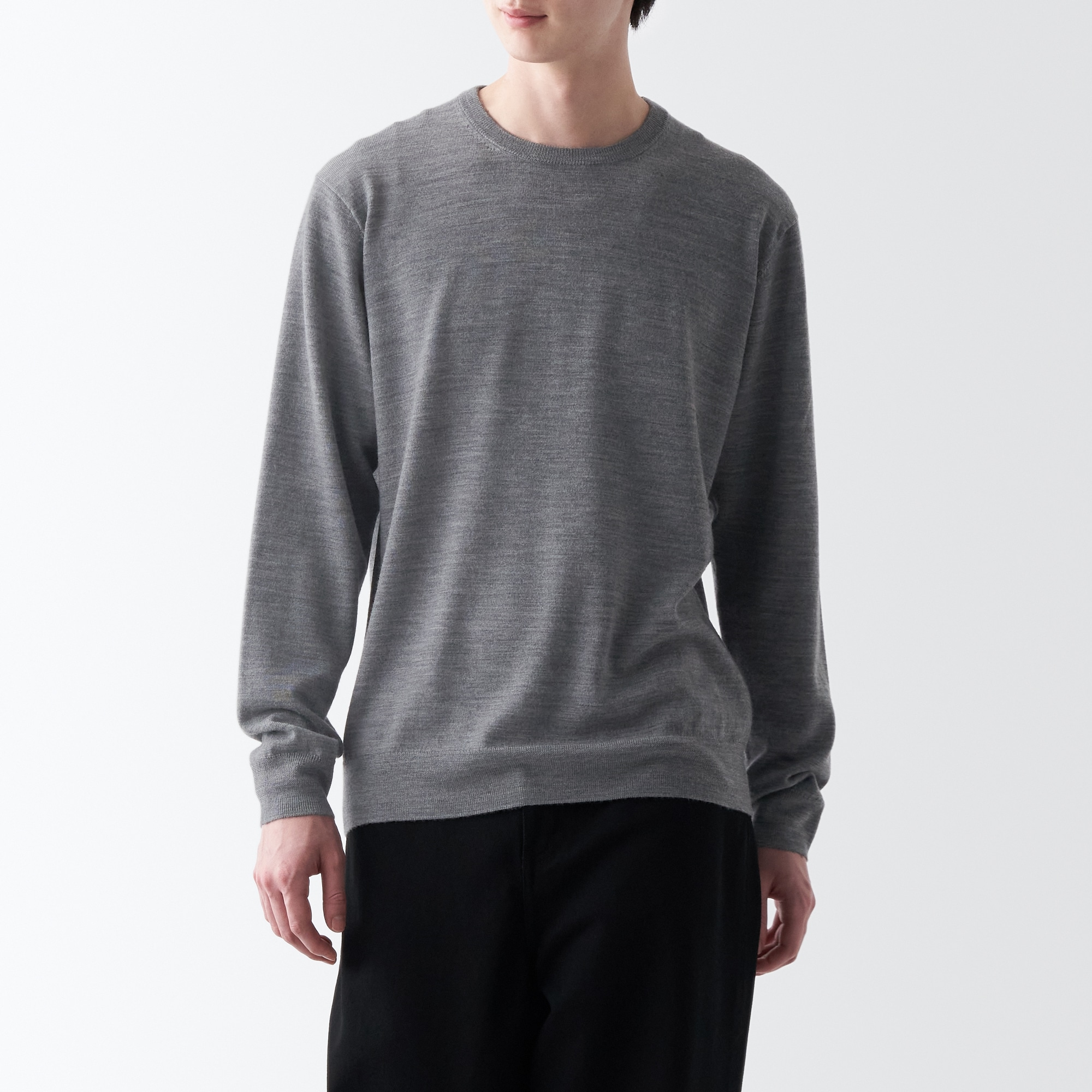 洗えるウールハイゲージクルーネックセーター