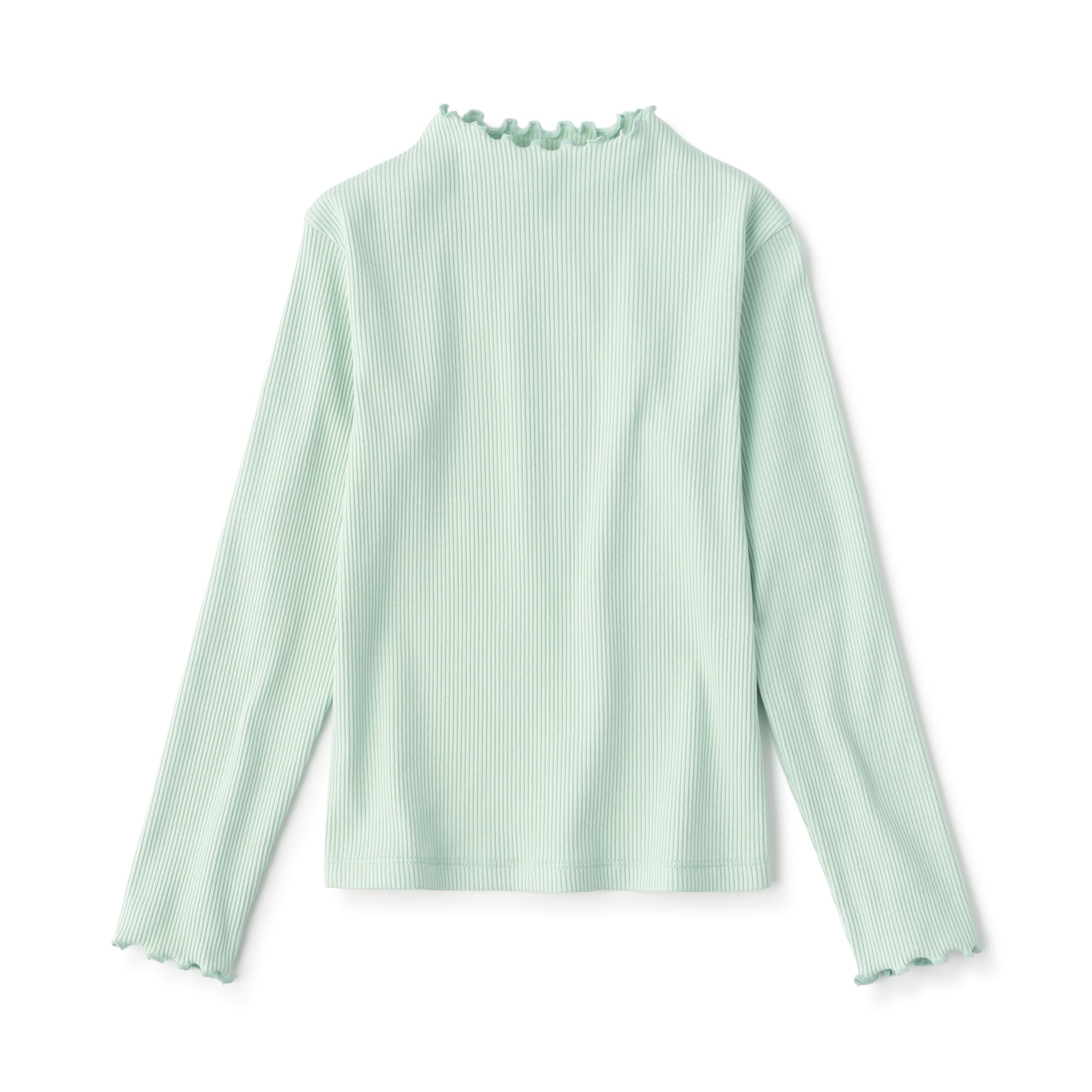 キッズ　ストレッチリブ編みモックネック長袖Ｔシャツ