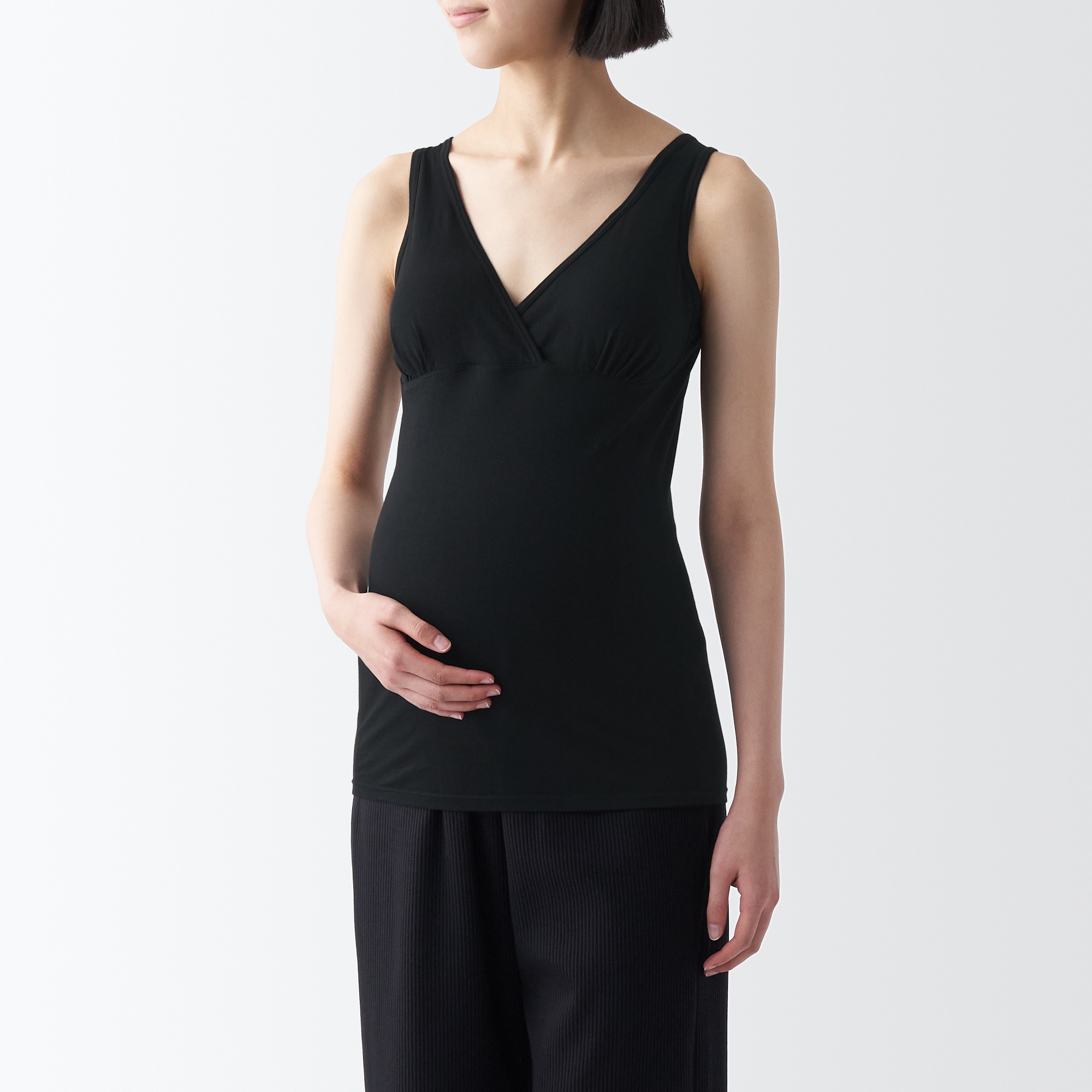 シルク混　授乳に便利なカップ入りタンクトップ（マタニティ）