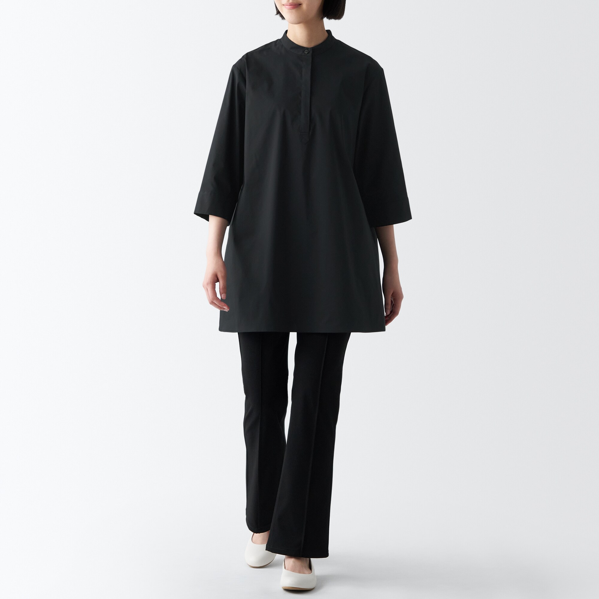 コットン混サテンチュニック