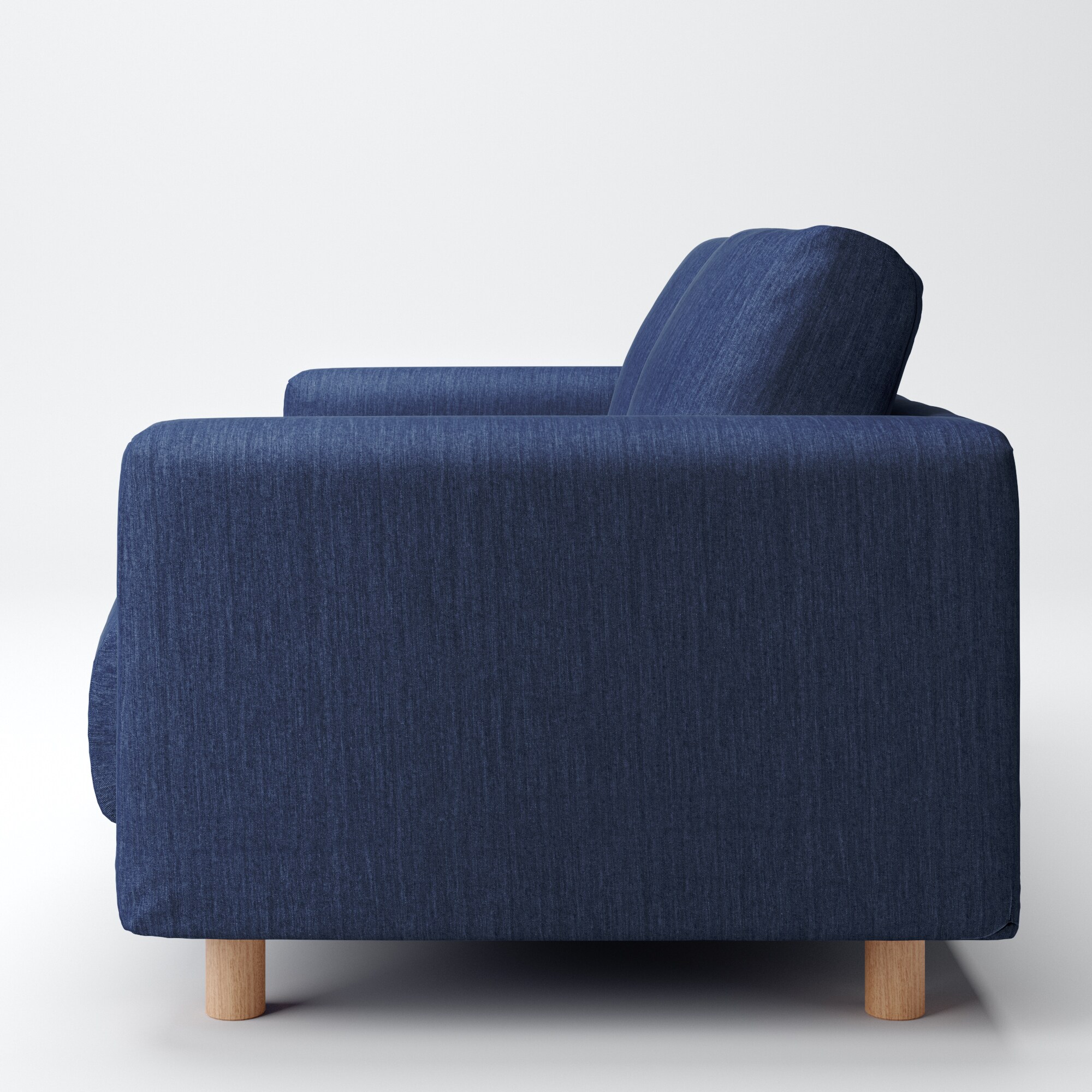 【カバー】綿デニムソファ本体・２シーター・フェザー・ポケットコイル用カバー／ブルー