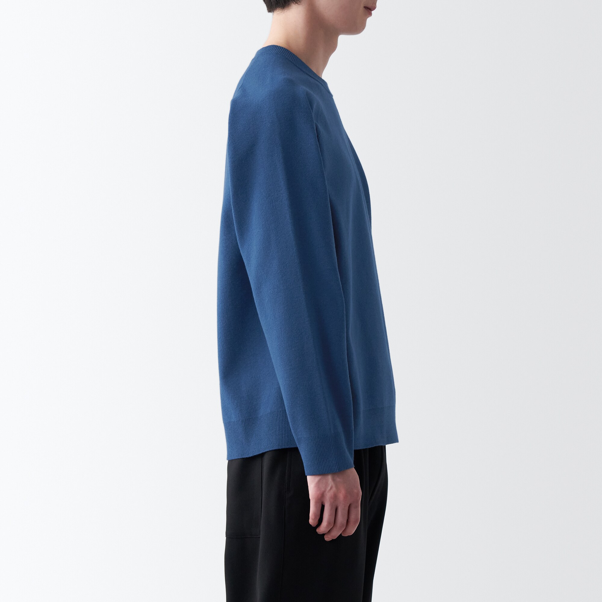 洗えるミラノリブ編みクルーネックワイドセーター（紳士）