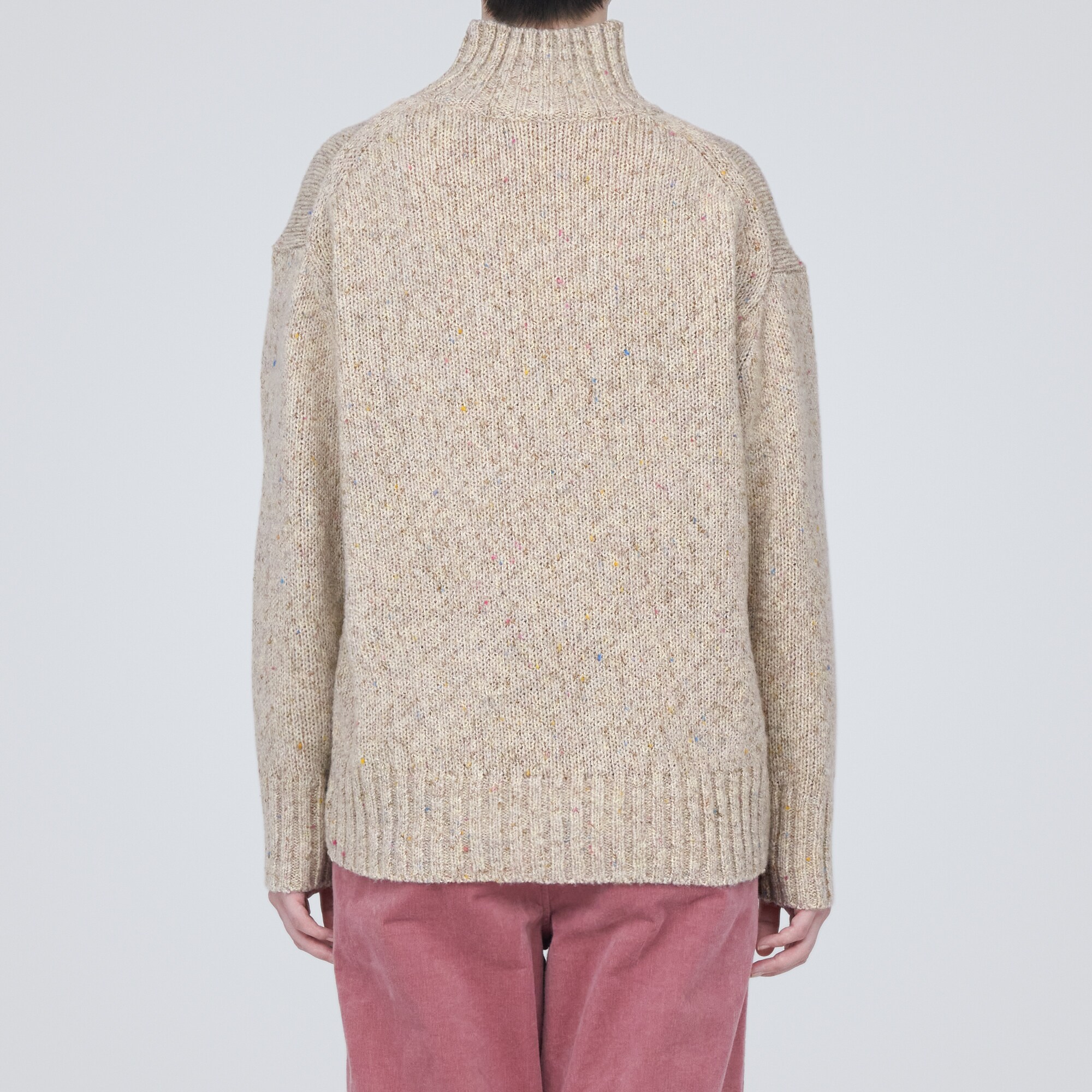 ウールヤク混ネップ糸ハイネックセーター