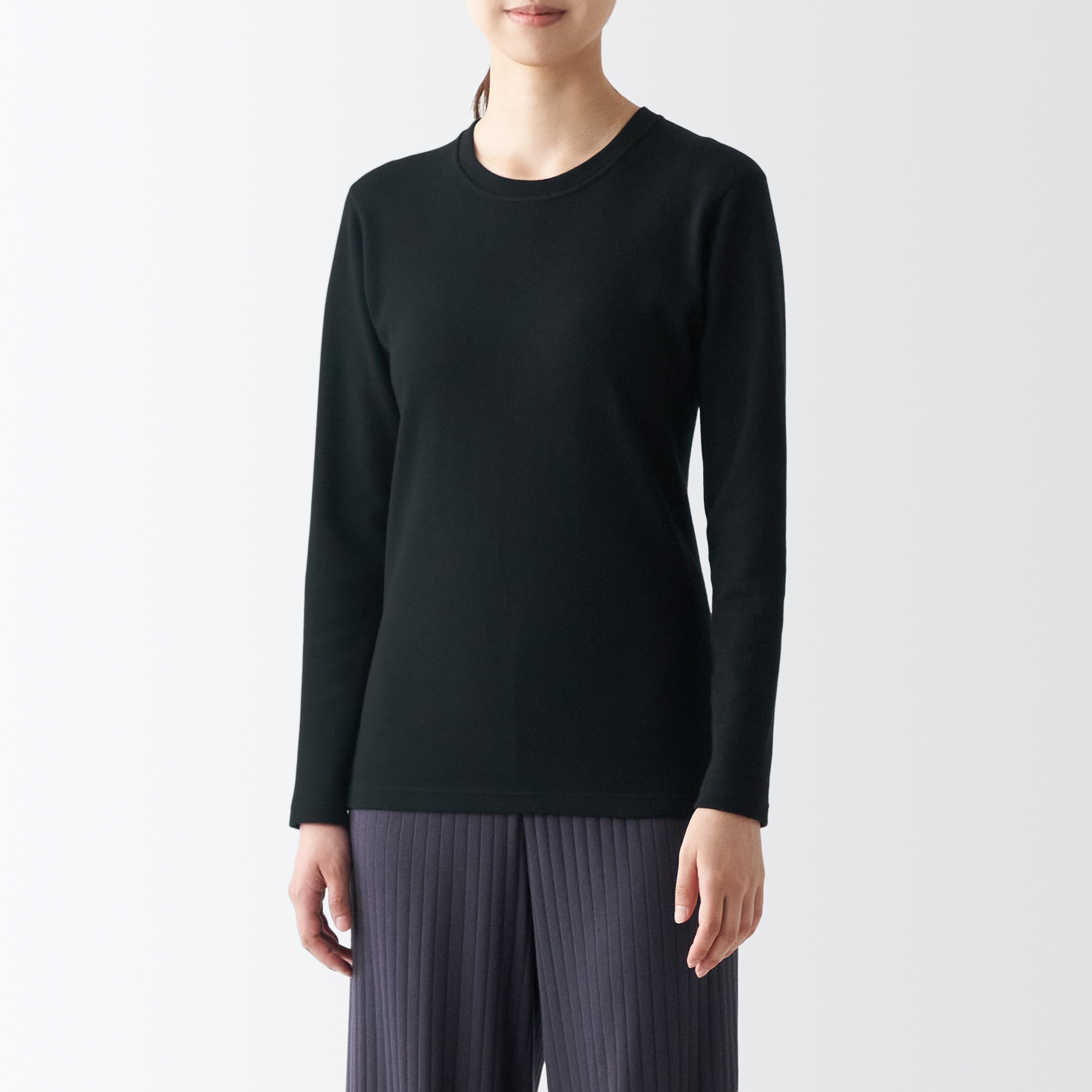 あったか綿　ウール　クルーネック長袖Ｔシャツ