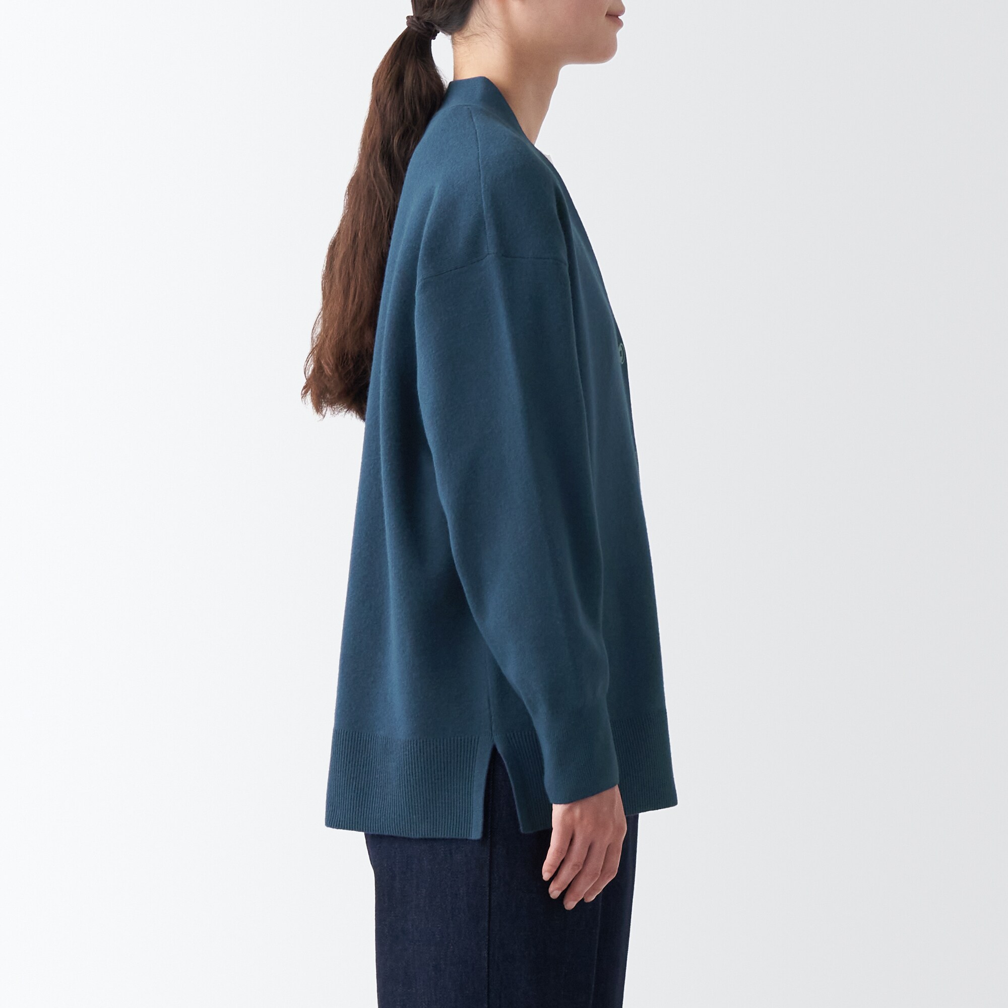 洗えるミラノリブ編みＶネックワイドカーディガン