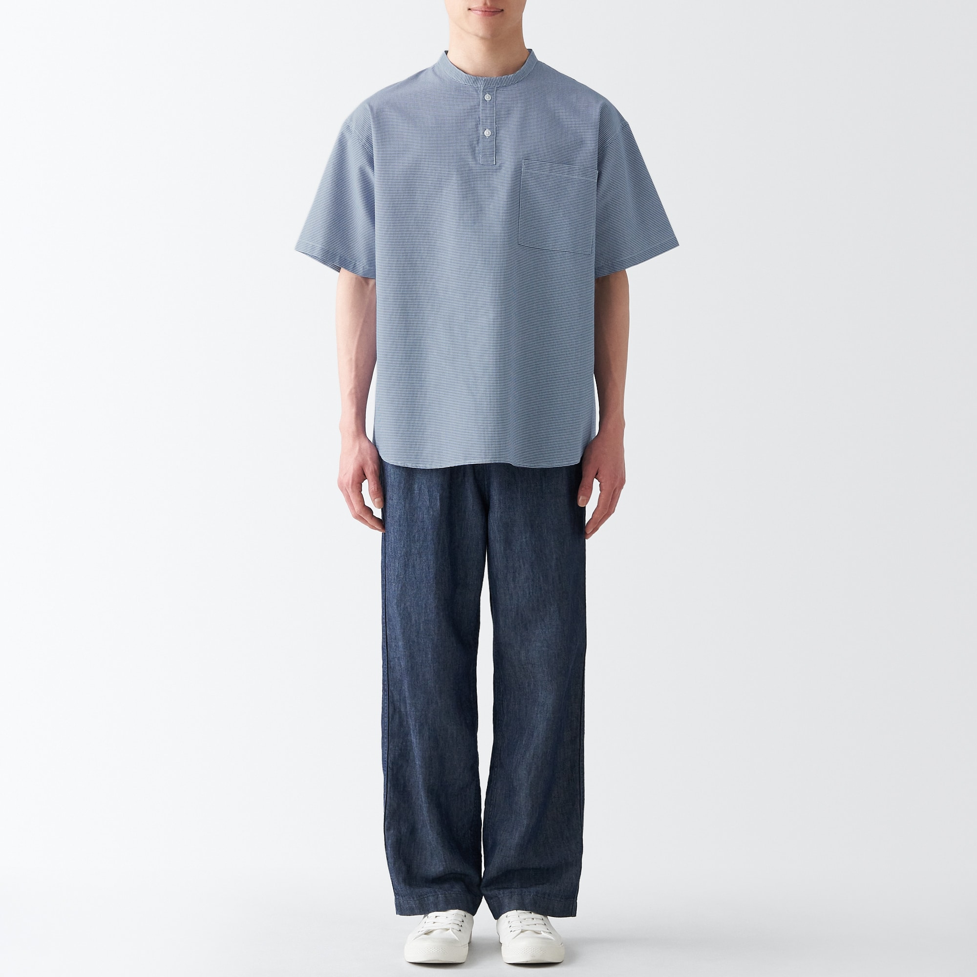 和紙混スタンドカラーシャツ（紳士）