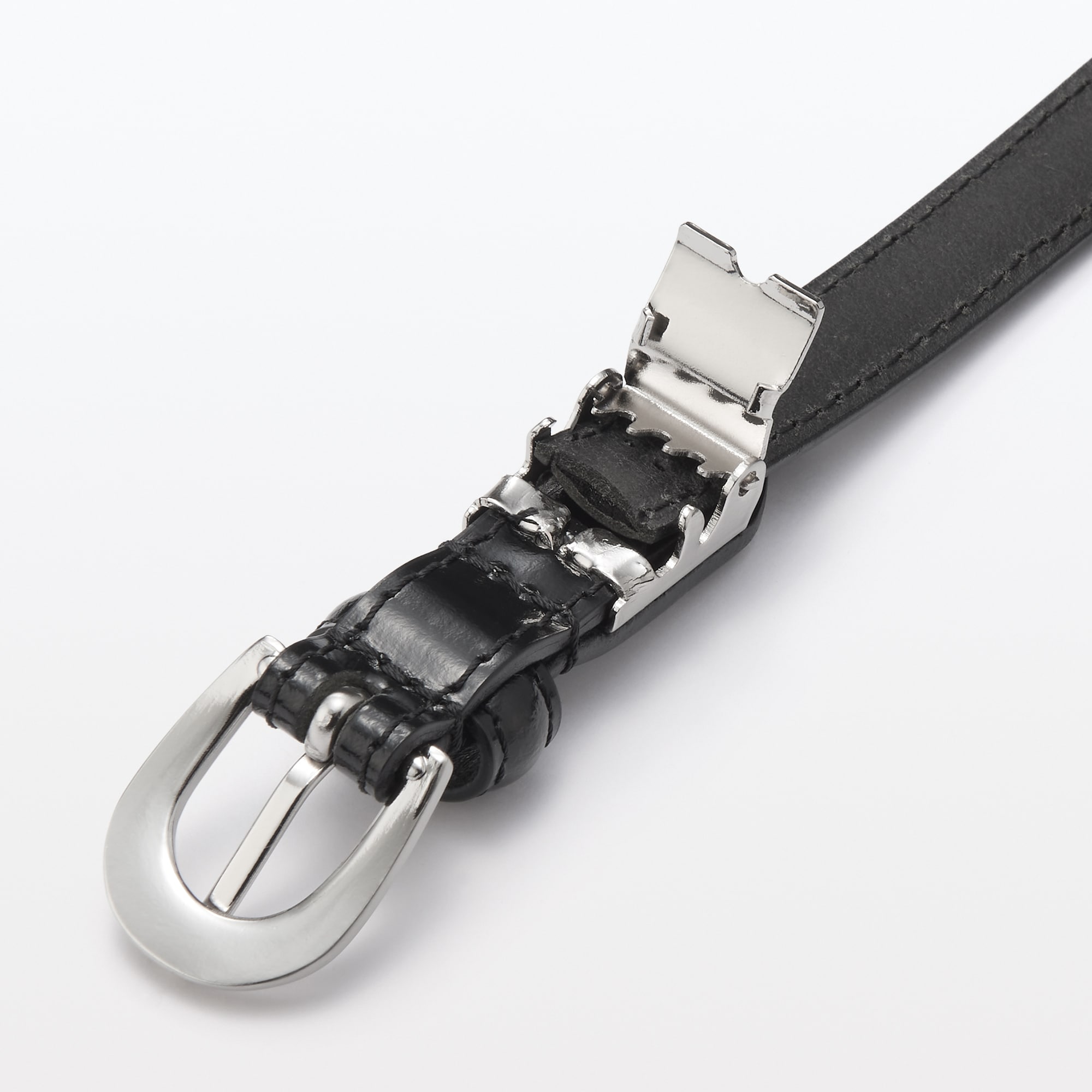 エナメルレザー長さを調節できる細幅ベルト