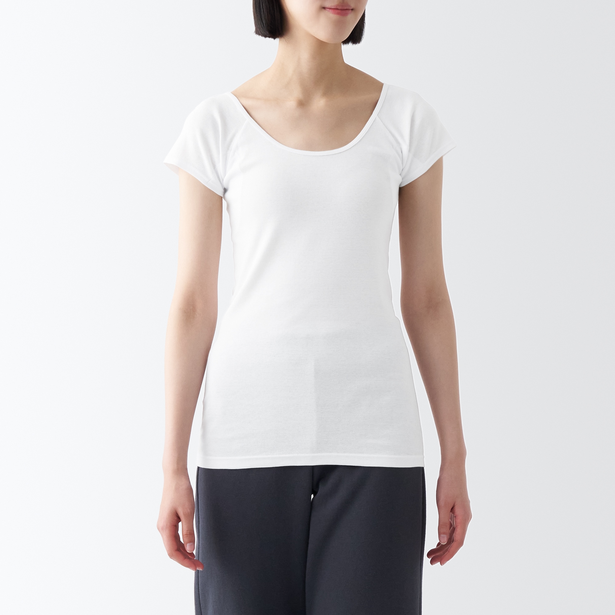 さらっと綿　汗取りパッド付きフレンチスリーブＴシャツ