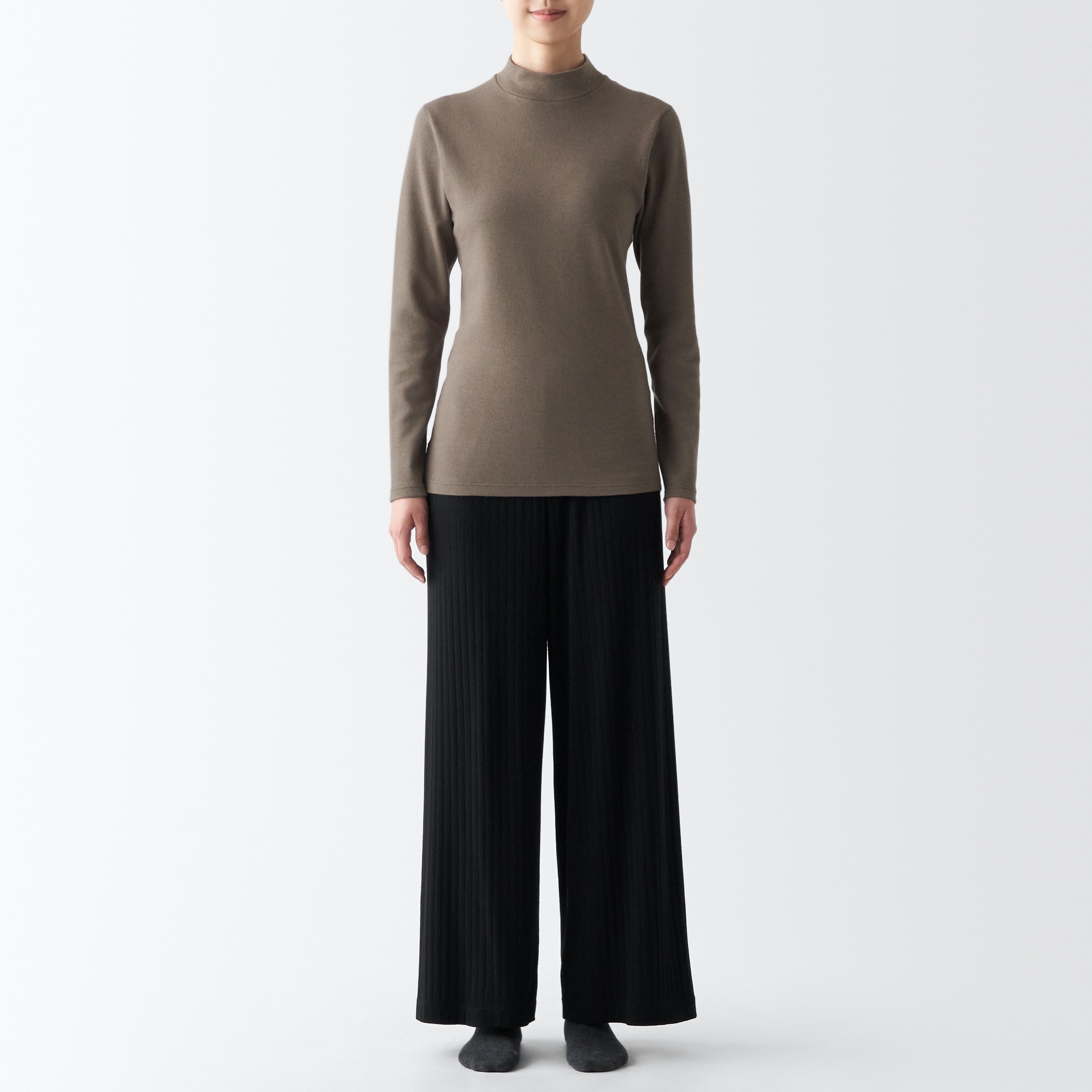 あったか綿　ウール　ハイネック長袖Ｔシャツ