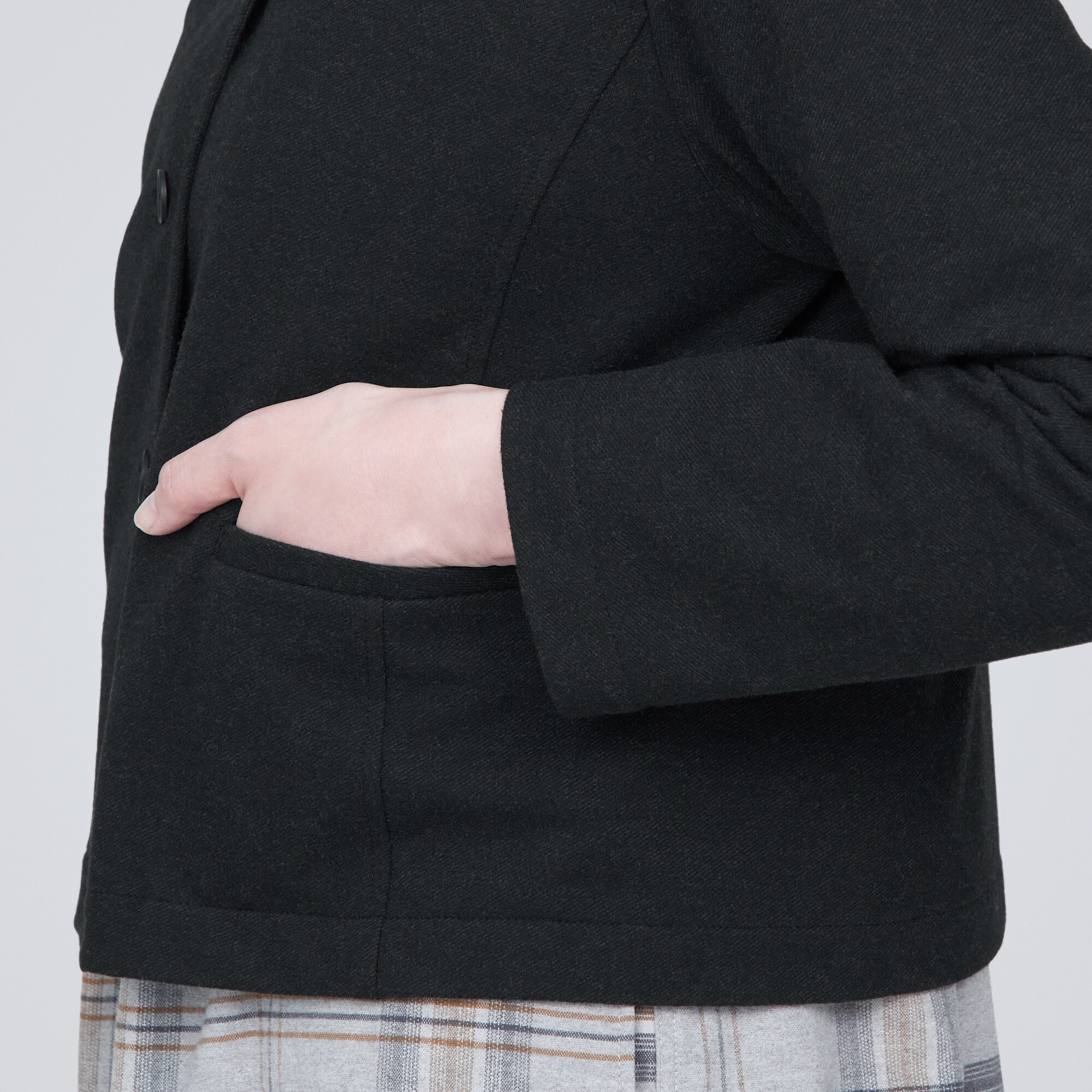 ストレッチ起毛ノーカラージャケット