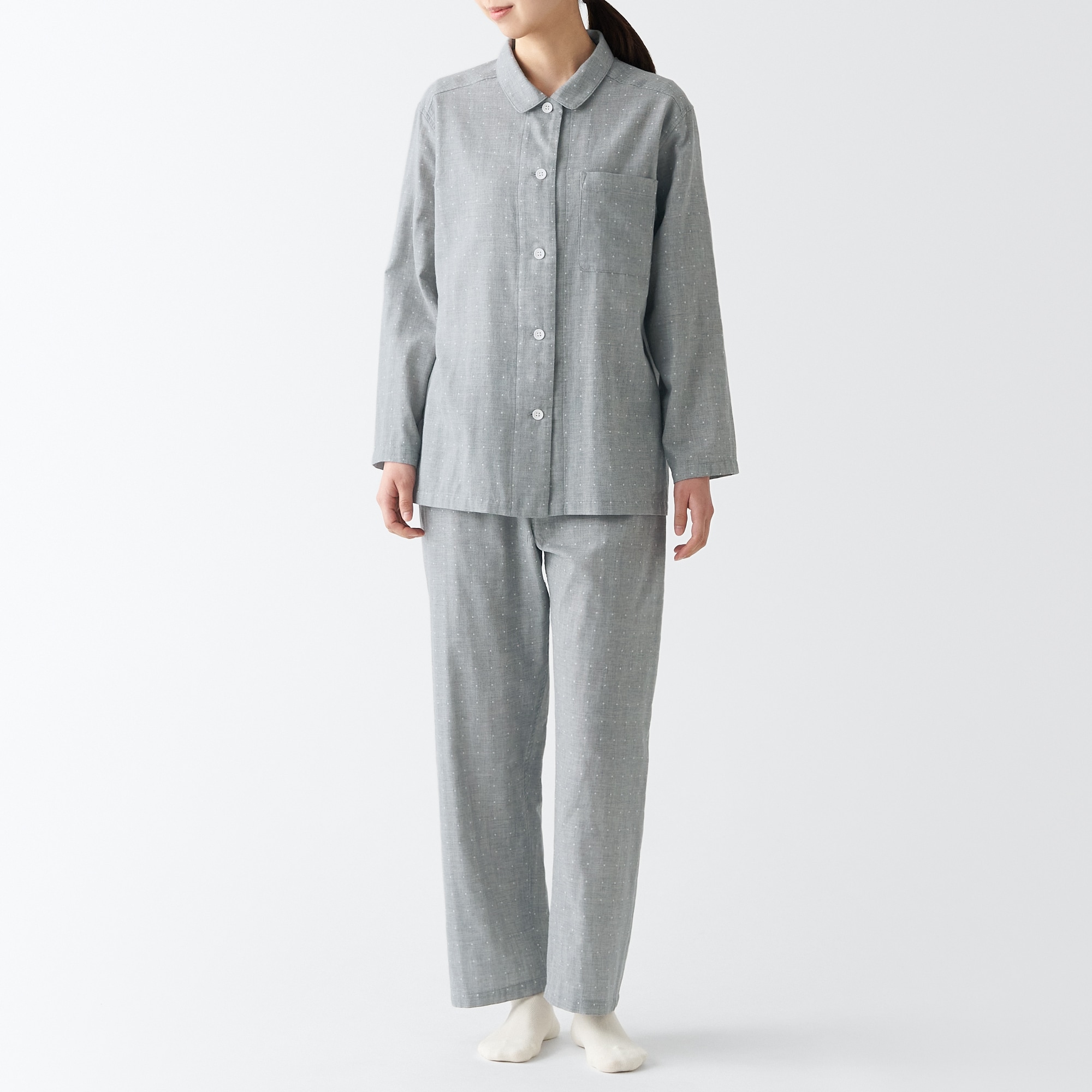 【年中着られる定番】脇に縫い目のない　二重ガーゼパジャマ