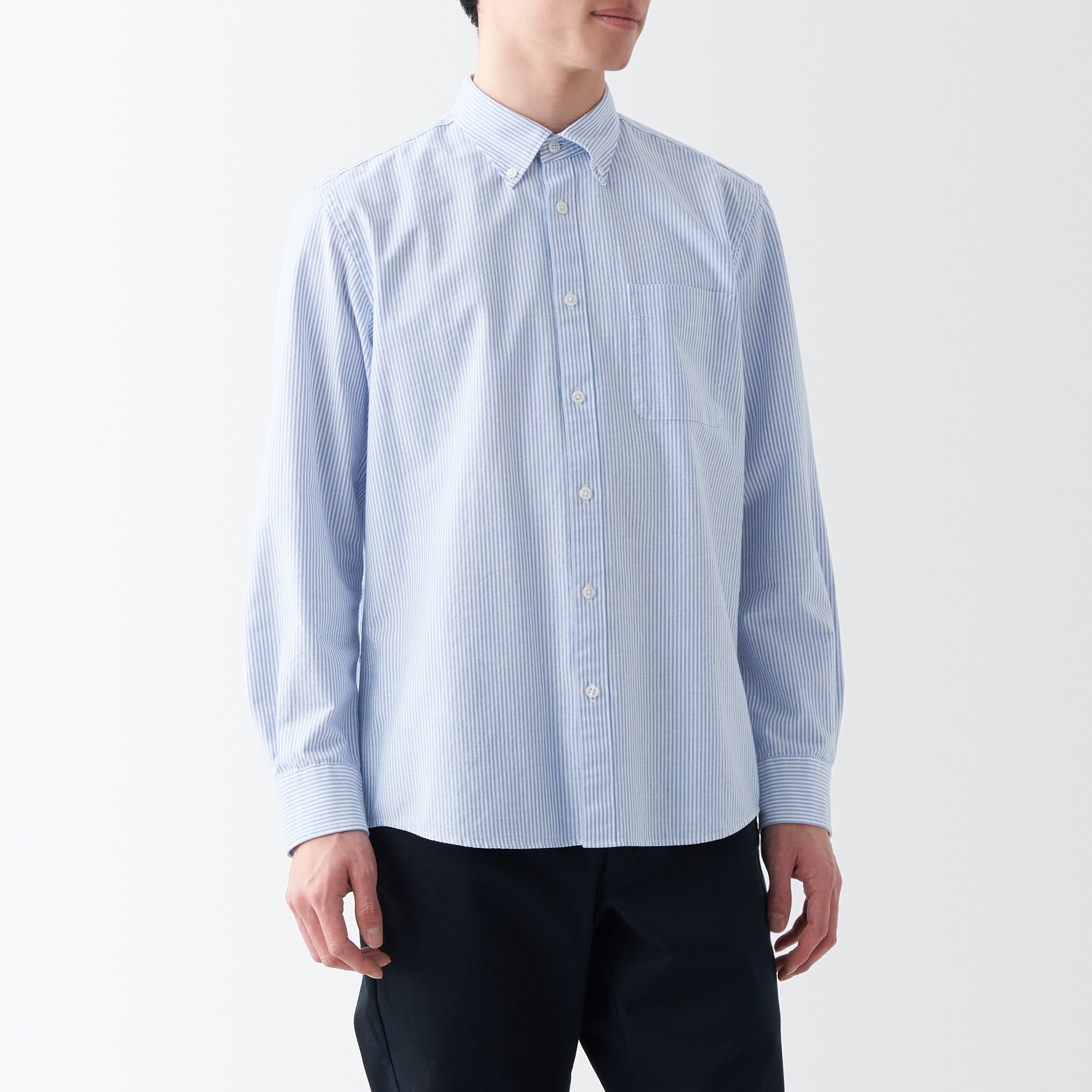 洗いざらしオックスボタンダウン長袖シャツ