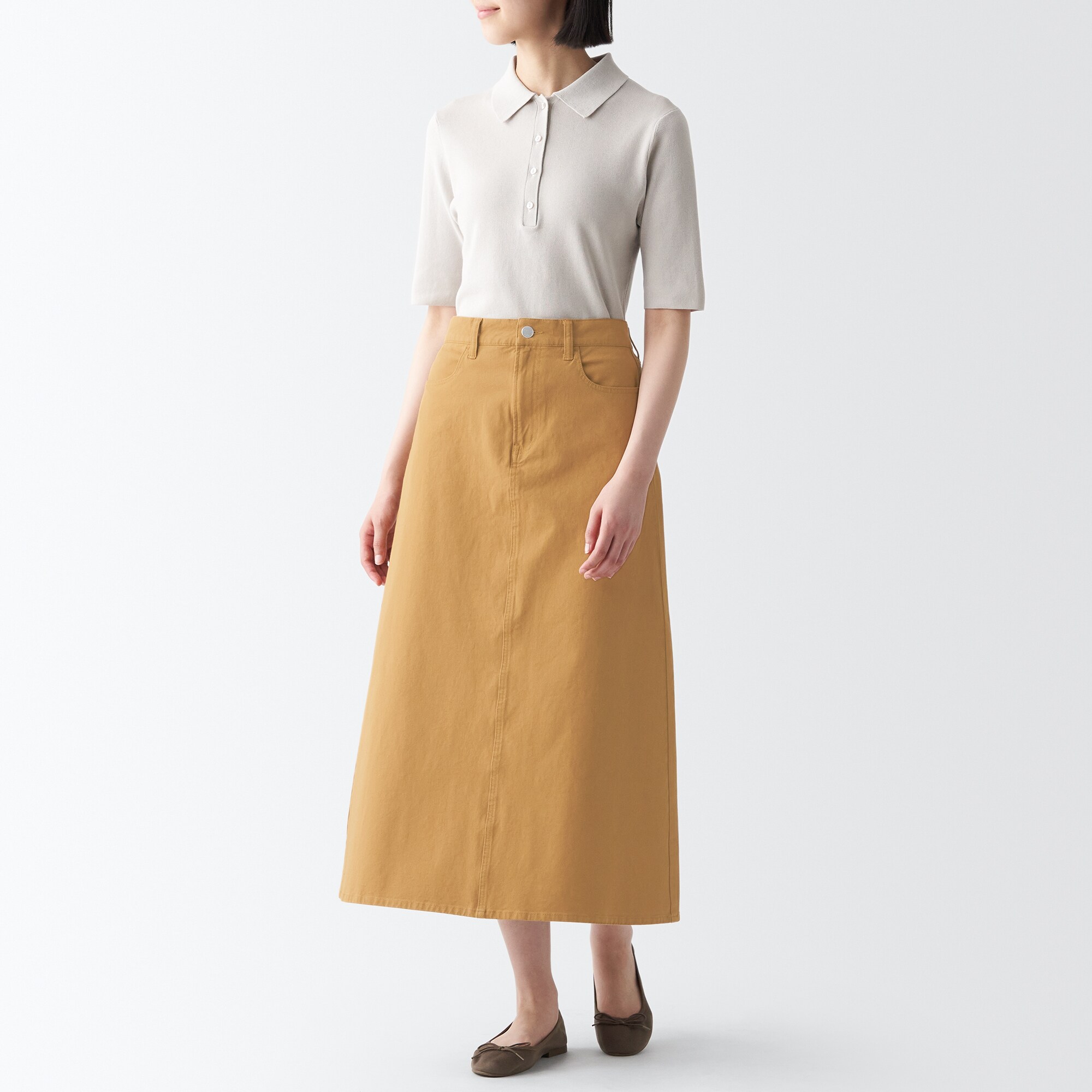 縦横ストレッチチノＡラインスカート