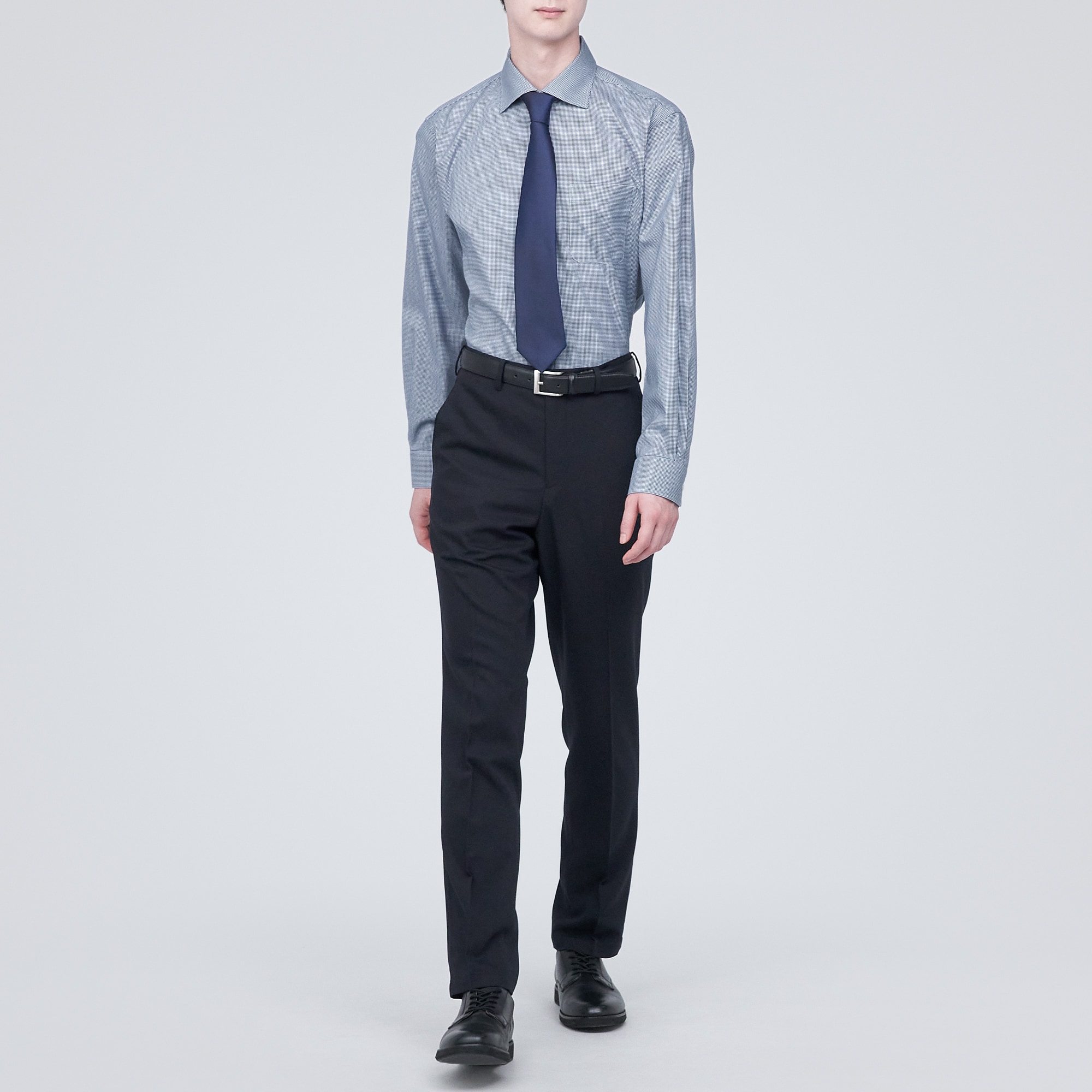 ノンアイロンビジネスセミワイドカラー長袖シャツ