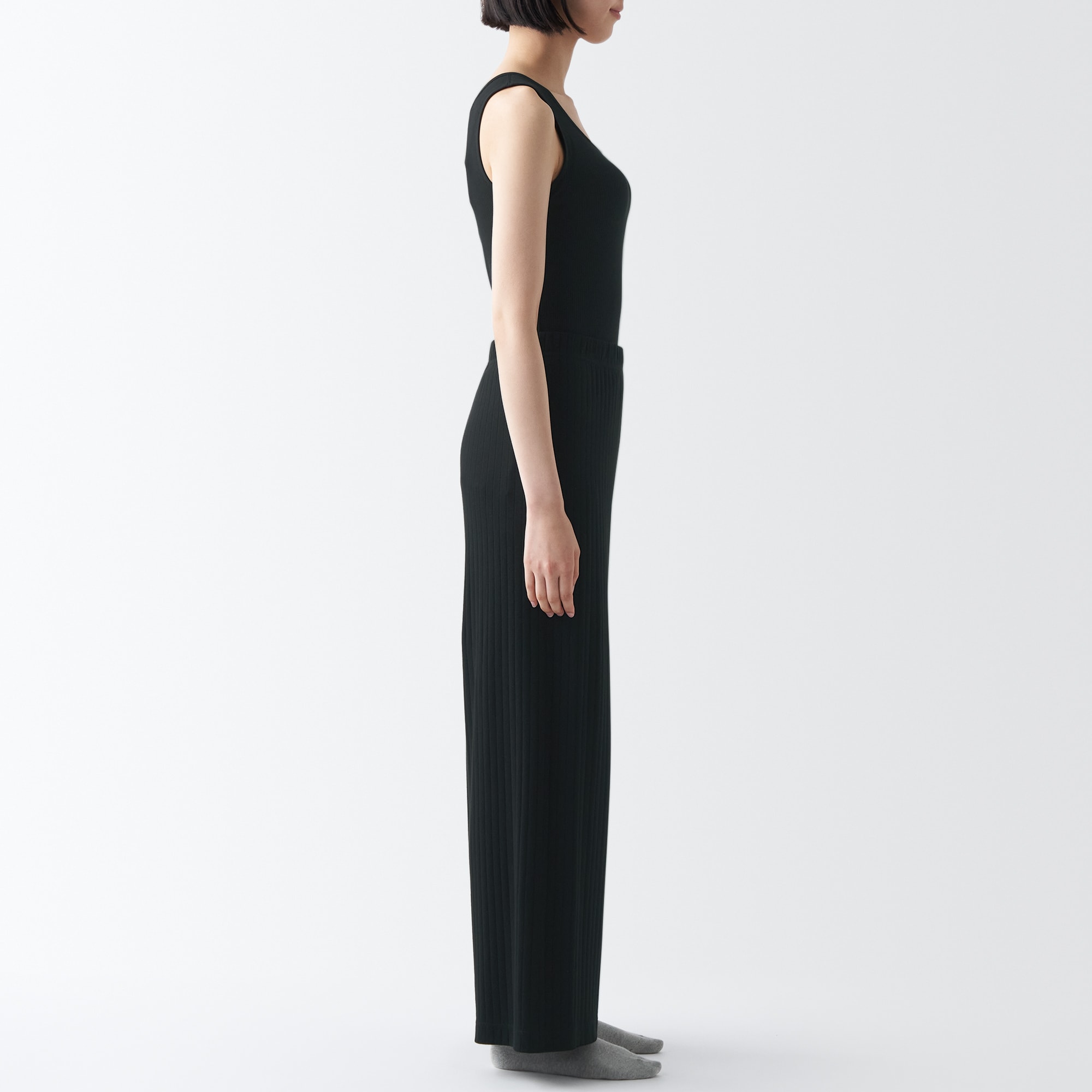 ワイドリブ　ロングパンツ