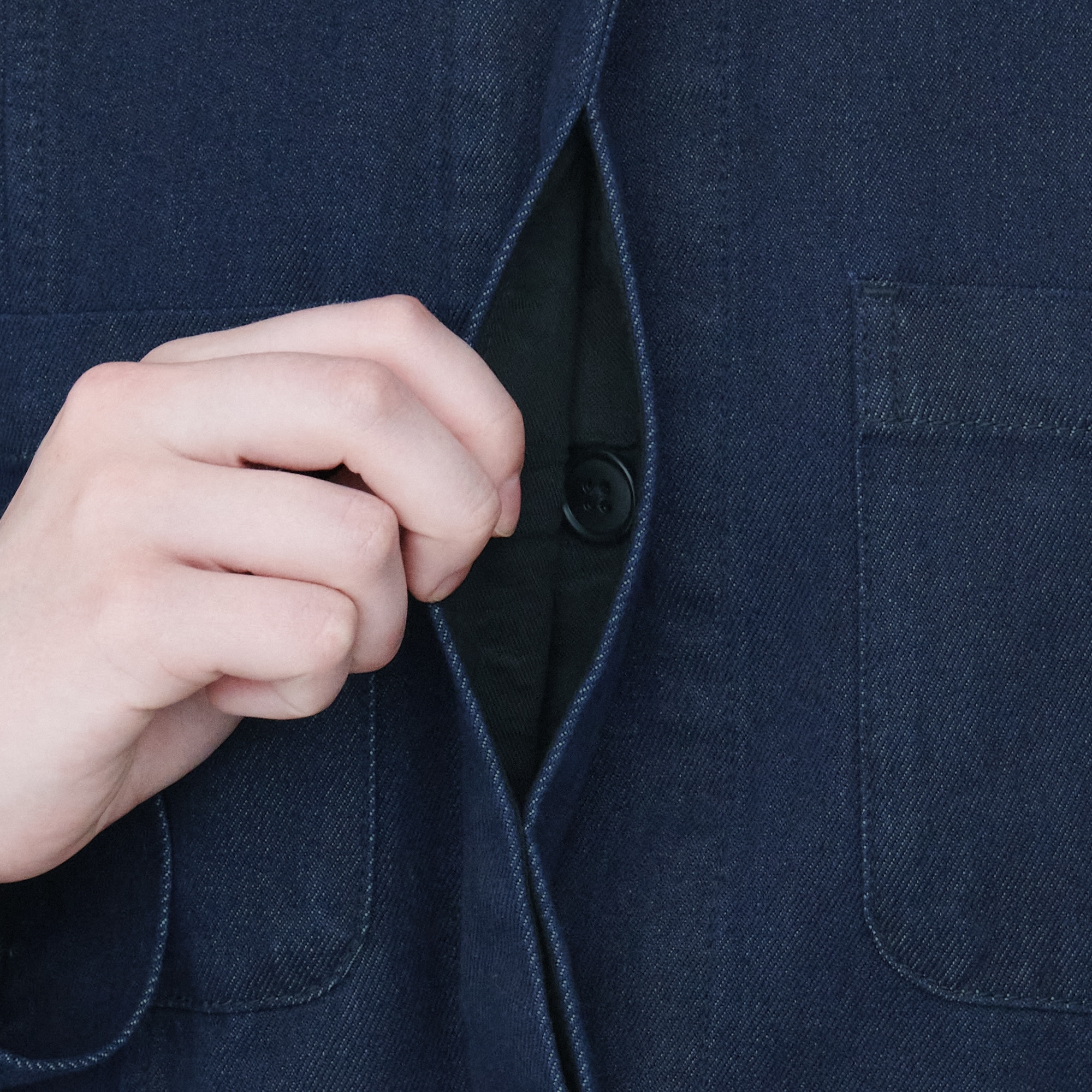 婦人　木の実から作ったカポック混デニムシャツジャケット