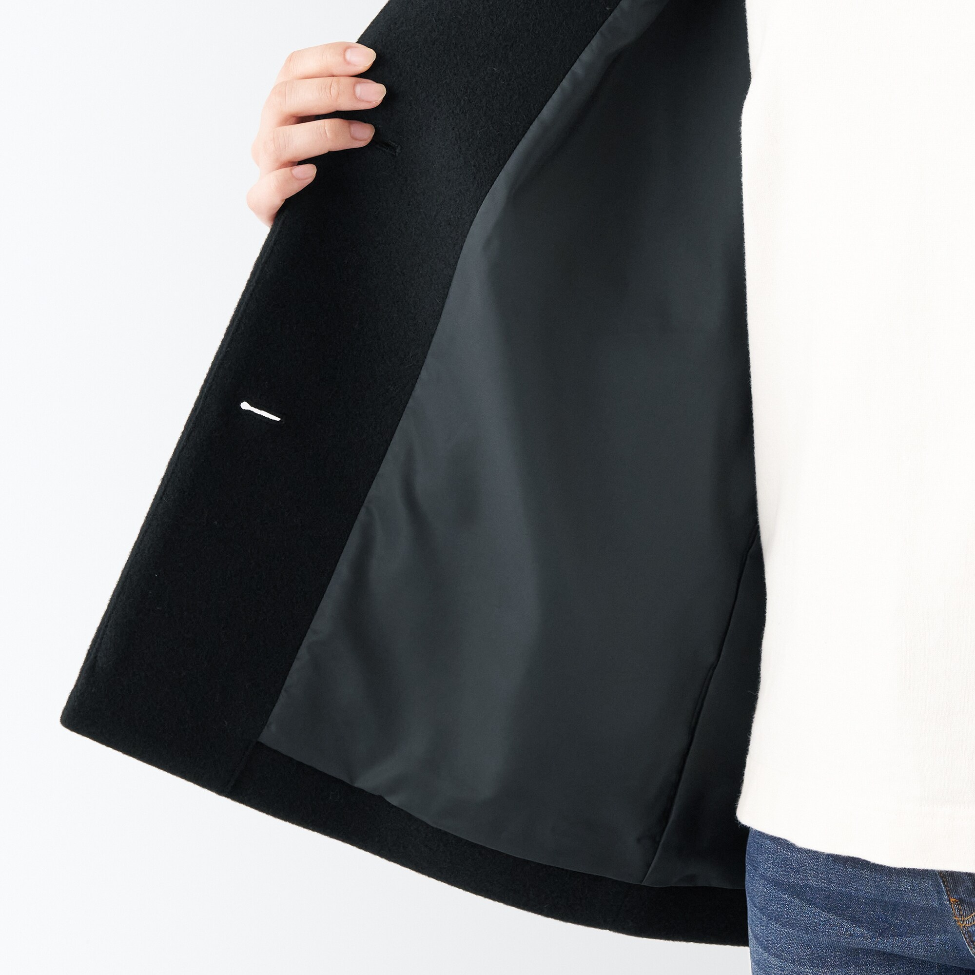 ウール混ステンカラーショートコート