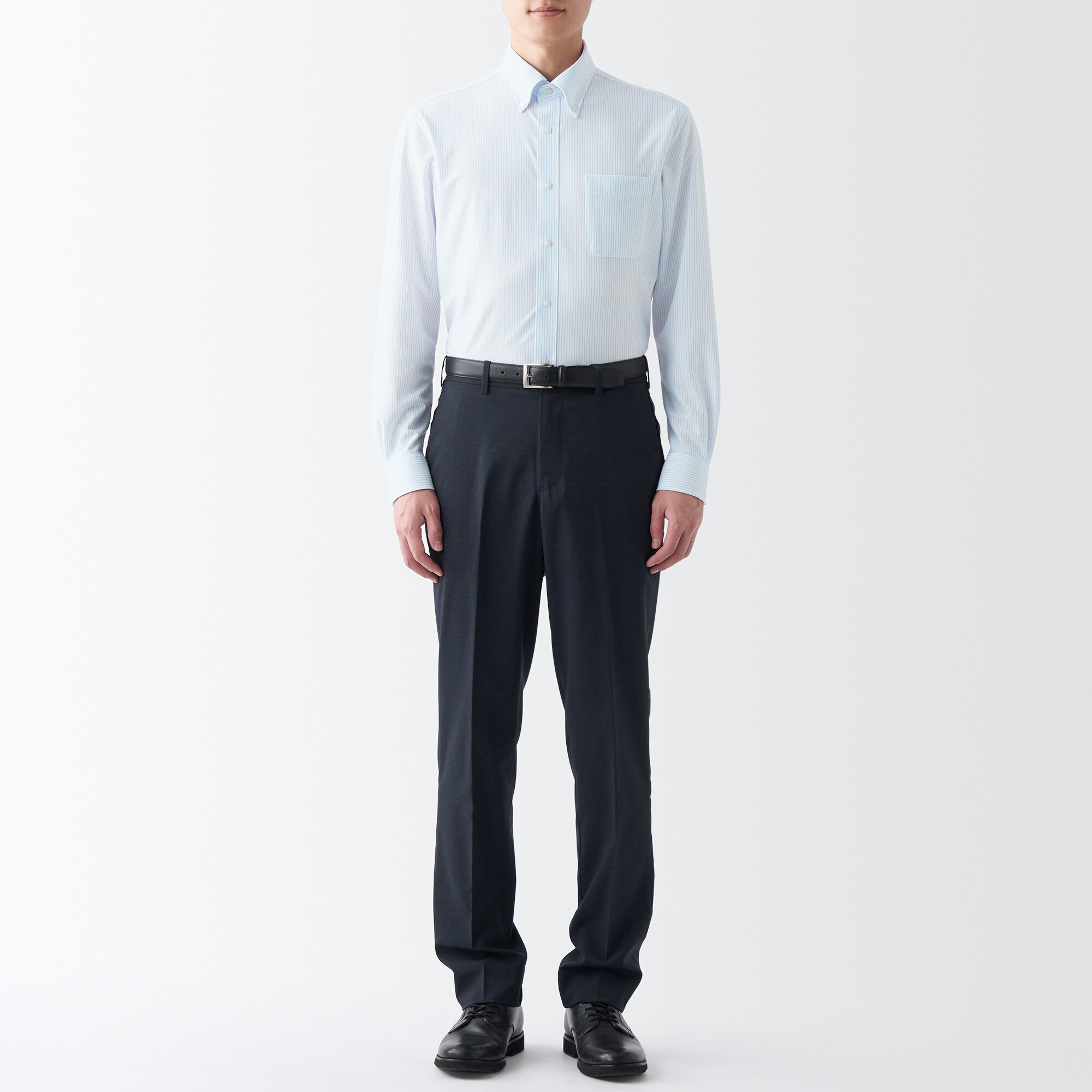 ノンアイロンジャージーボタンダウン長袖シャツ