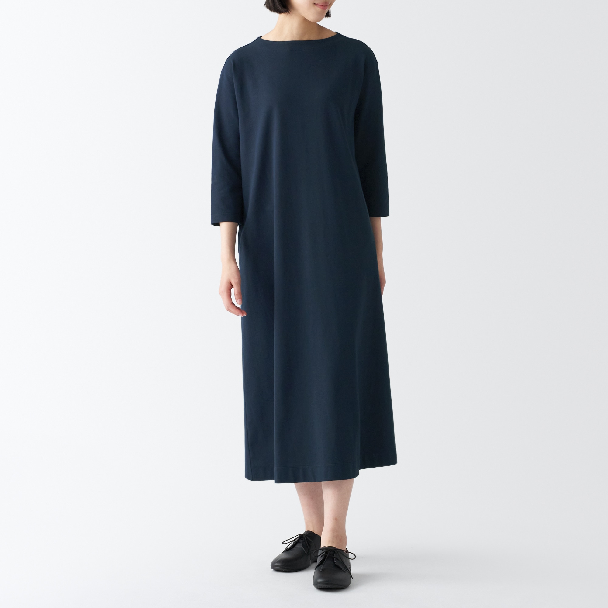 太番手七分袖ワンピース