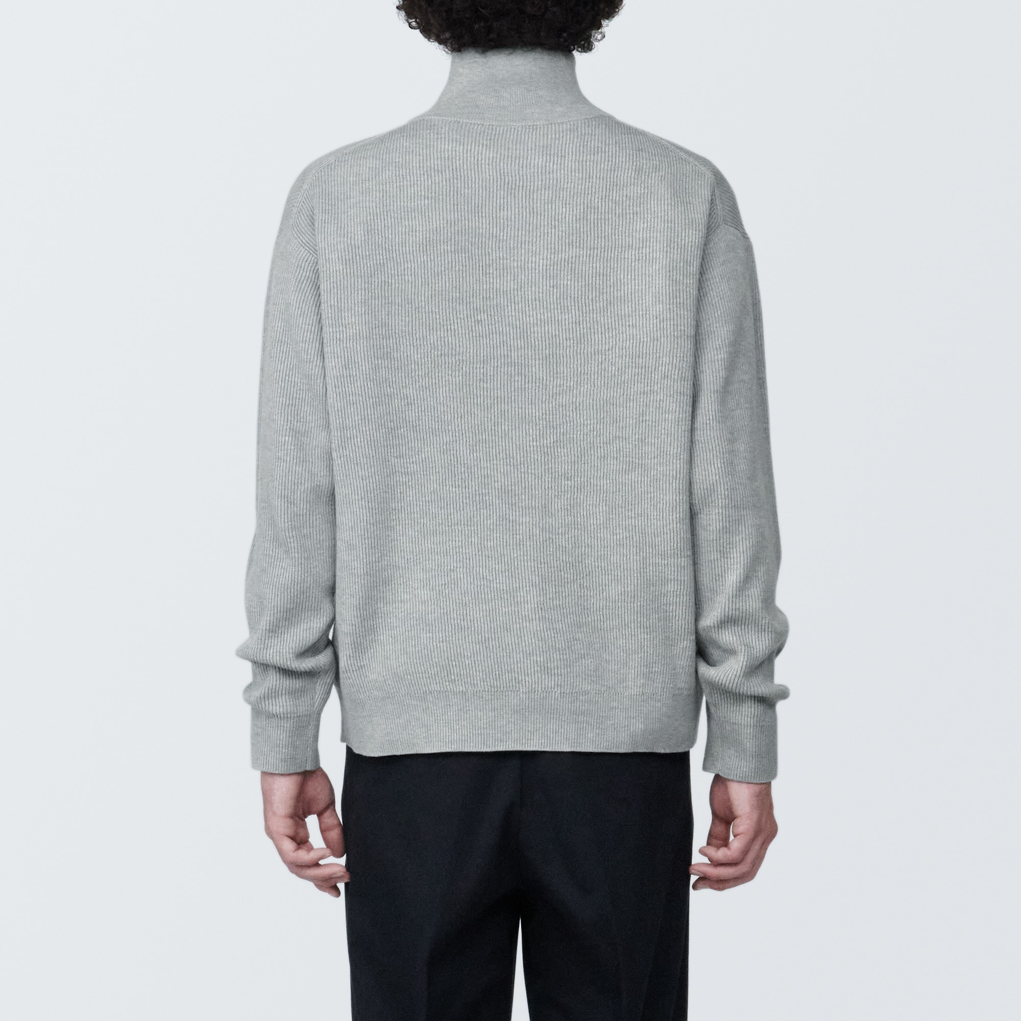 紳士　洗える畦編みフルジップカーディガン