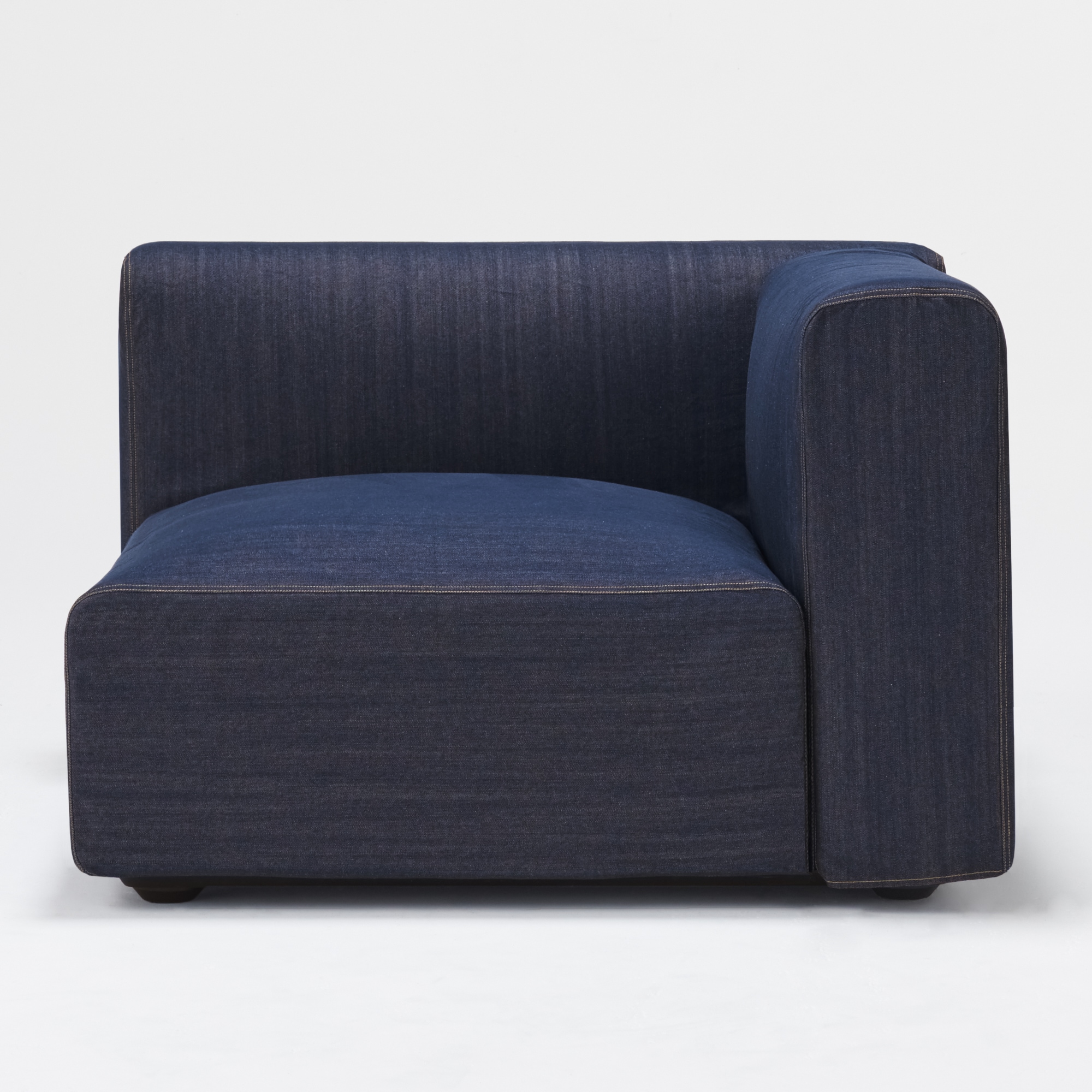 【カバー】綿デニムユニットソファアーム付・大・幅９８ｃｍ用カバー／ブルー