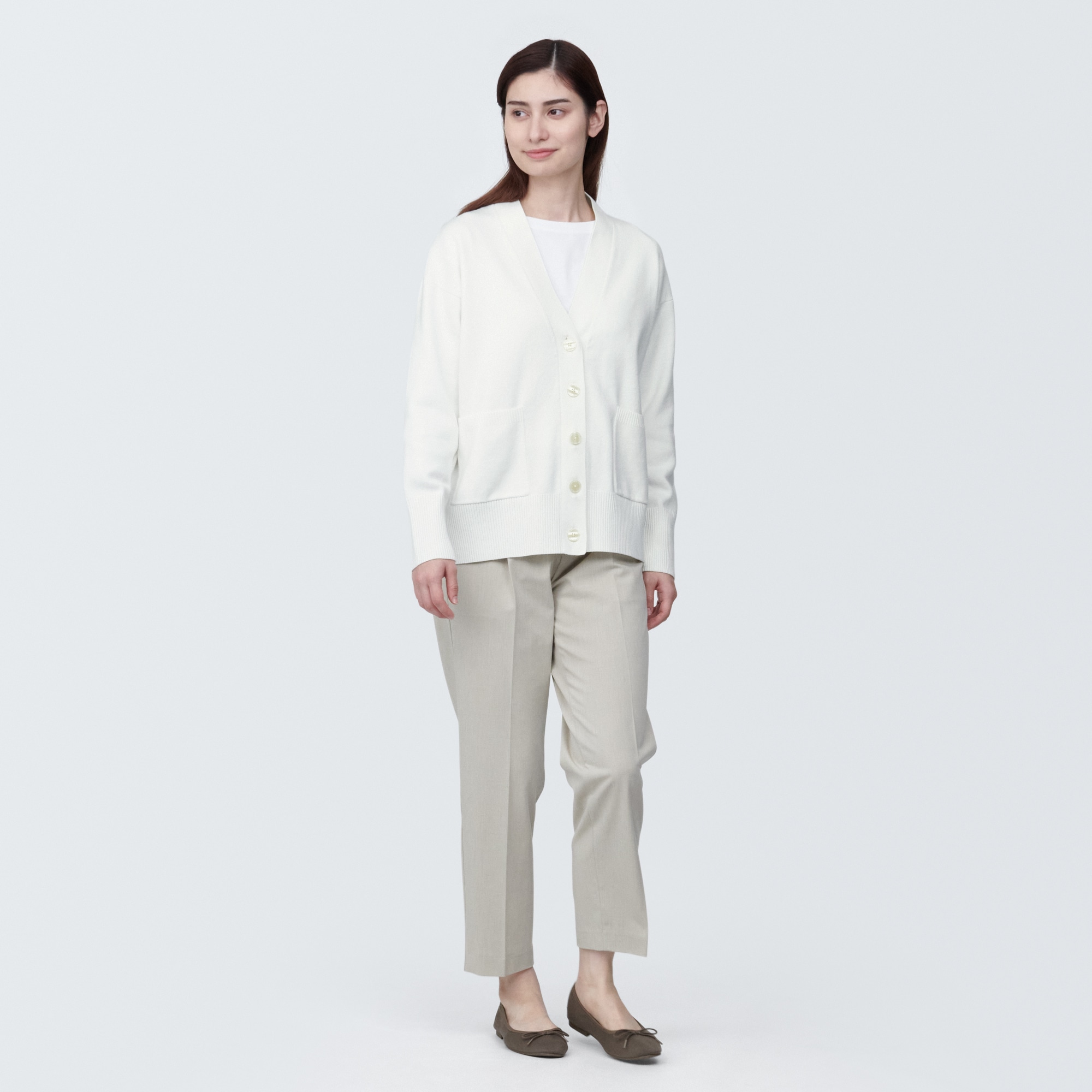 婦人　洗えるミラノリブ編みＶネックカーディガン