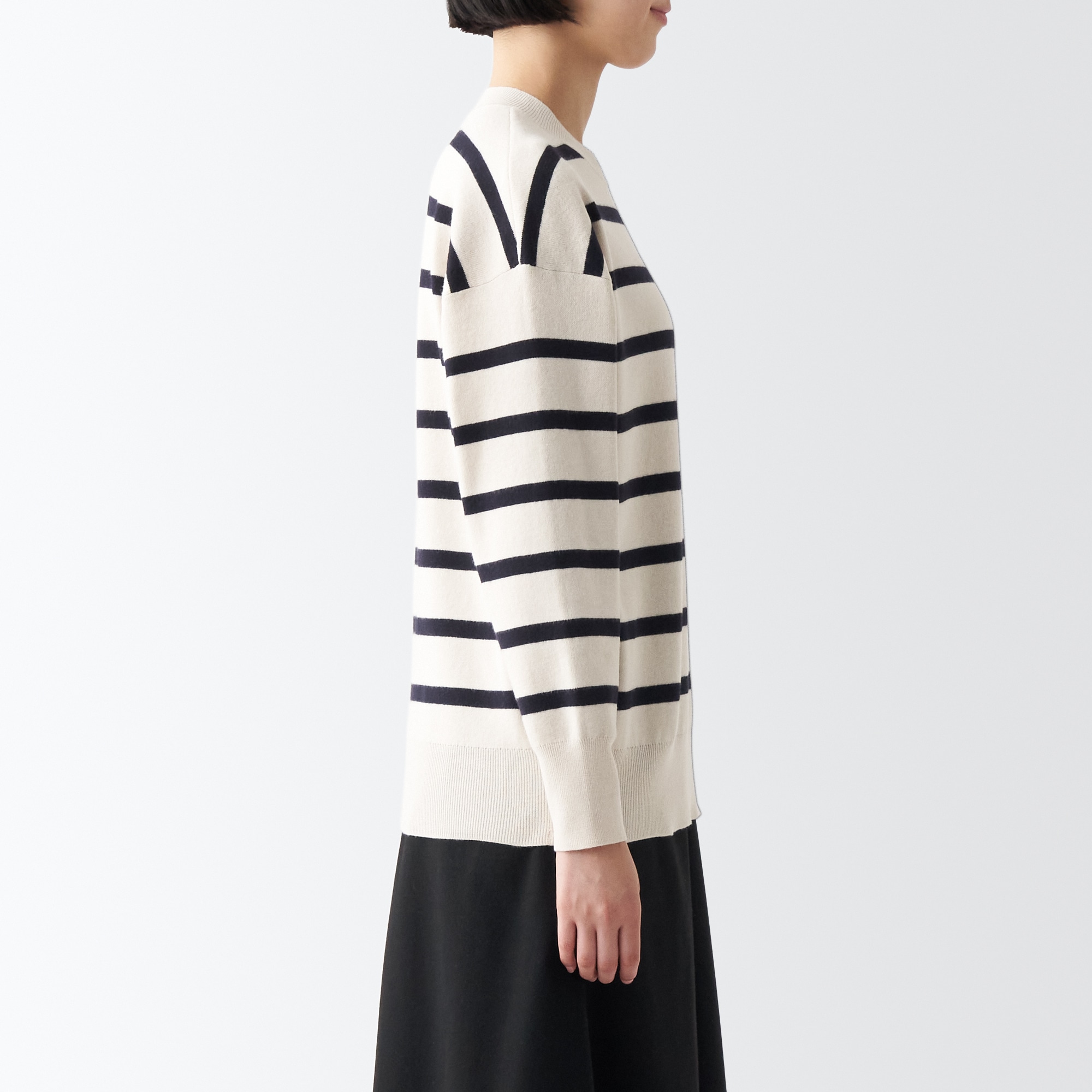 洗えるミラノリブ編みクルーネックセーター（婦人）