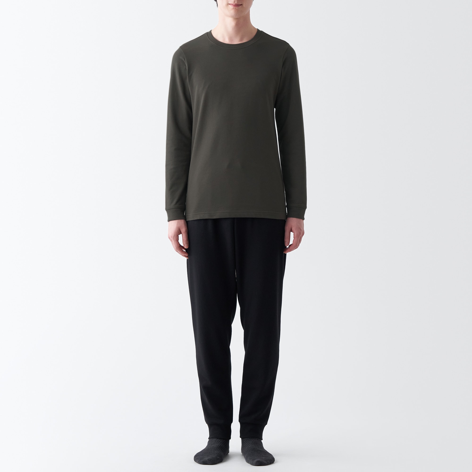 あったか綿　厚手　クルーネック長袖Ｔシャツ