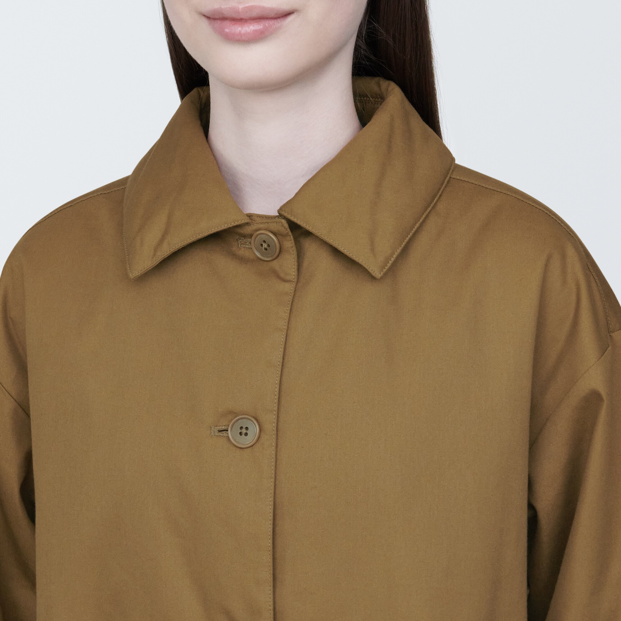 婦人　木の実から作ったカポック混中わたステンカラーコート